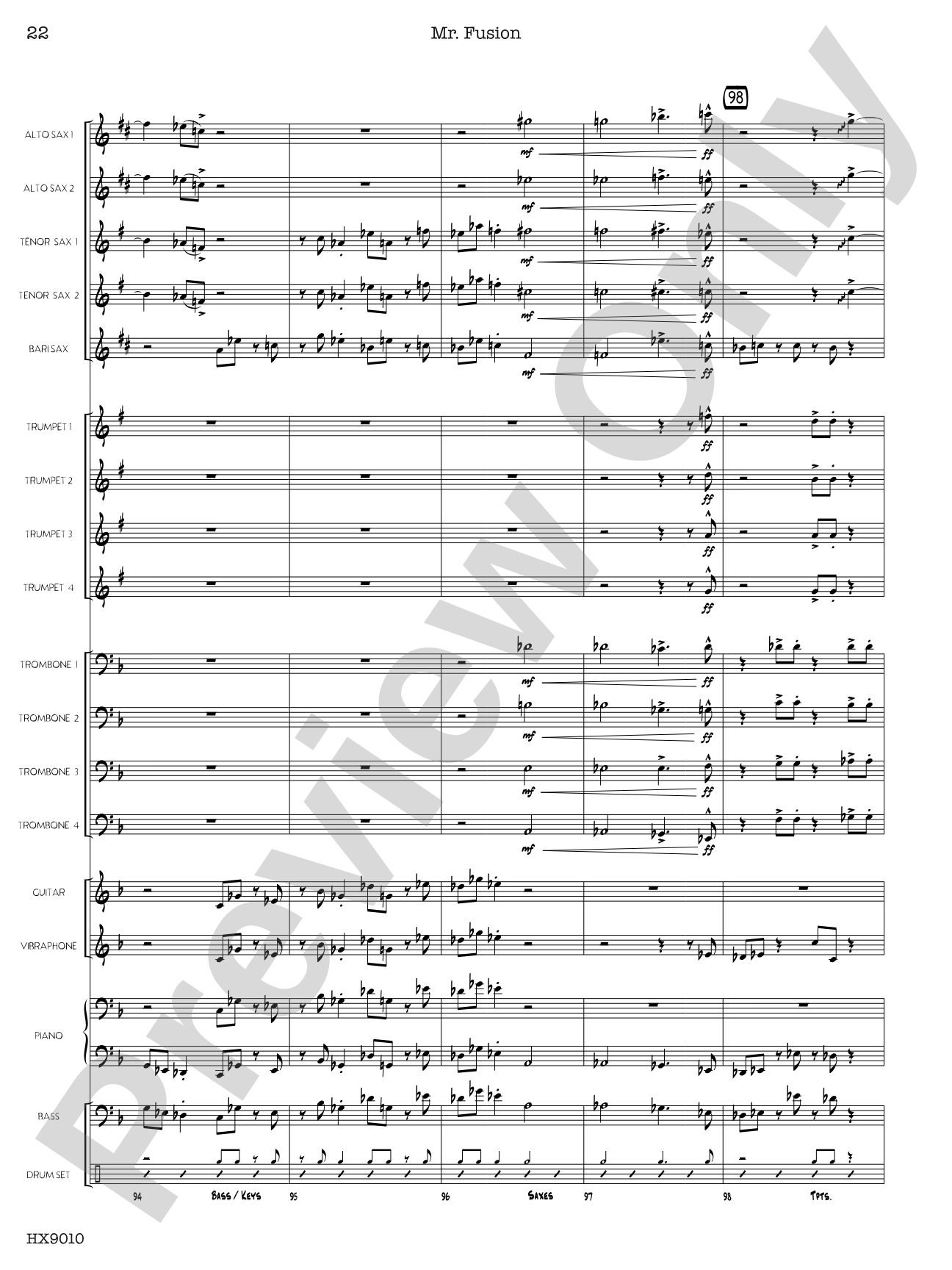 Mr. Fusion: Jazz Ensemble Conductor Score & Parts