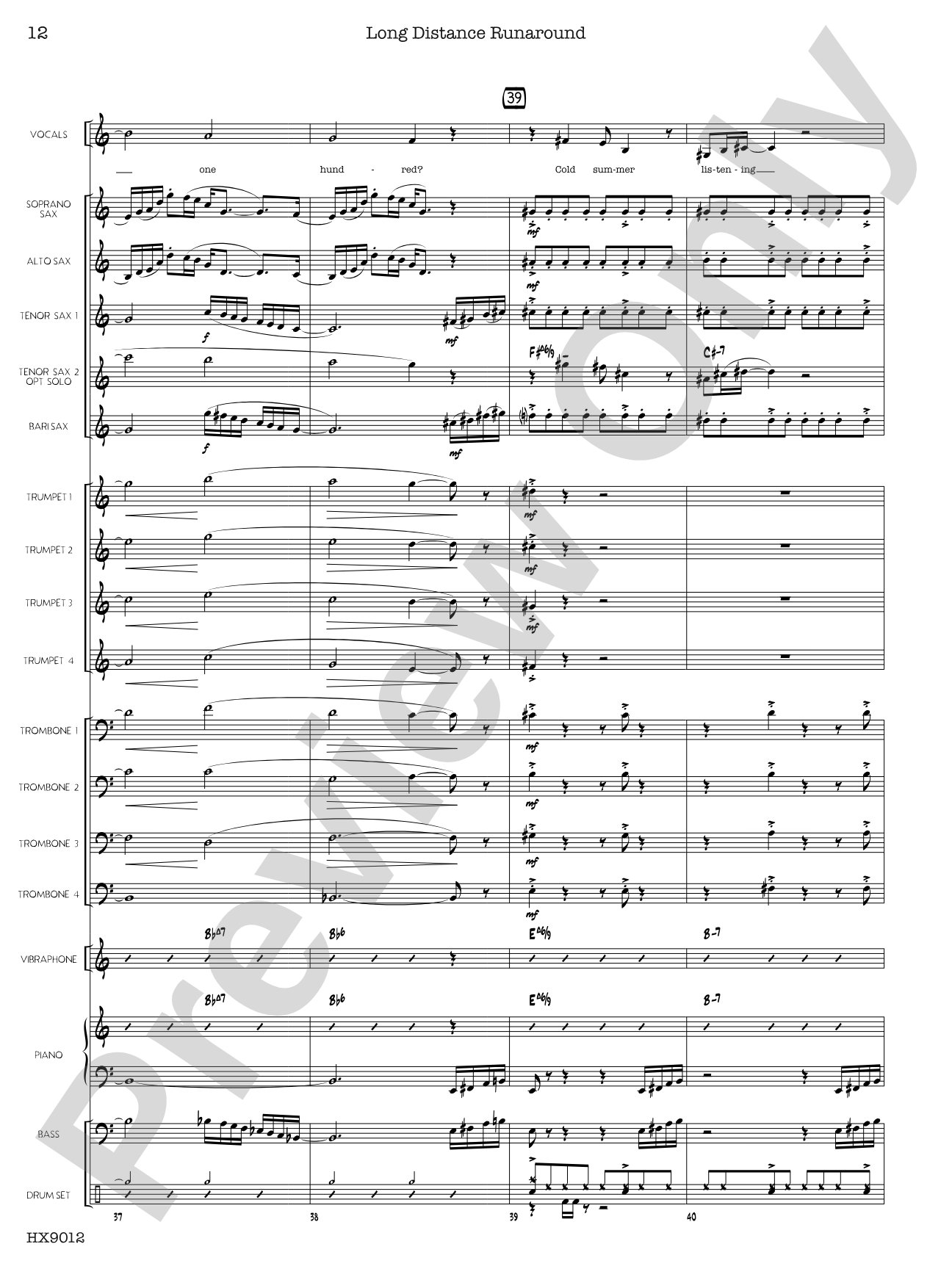 Long Distance Runaround: Jazz Ensemble Conductor Score & Parts