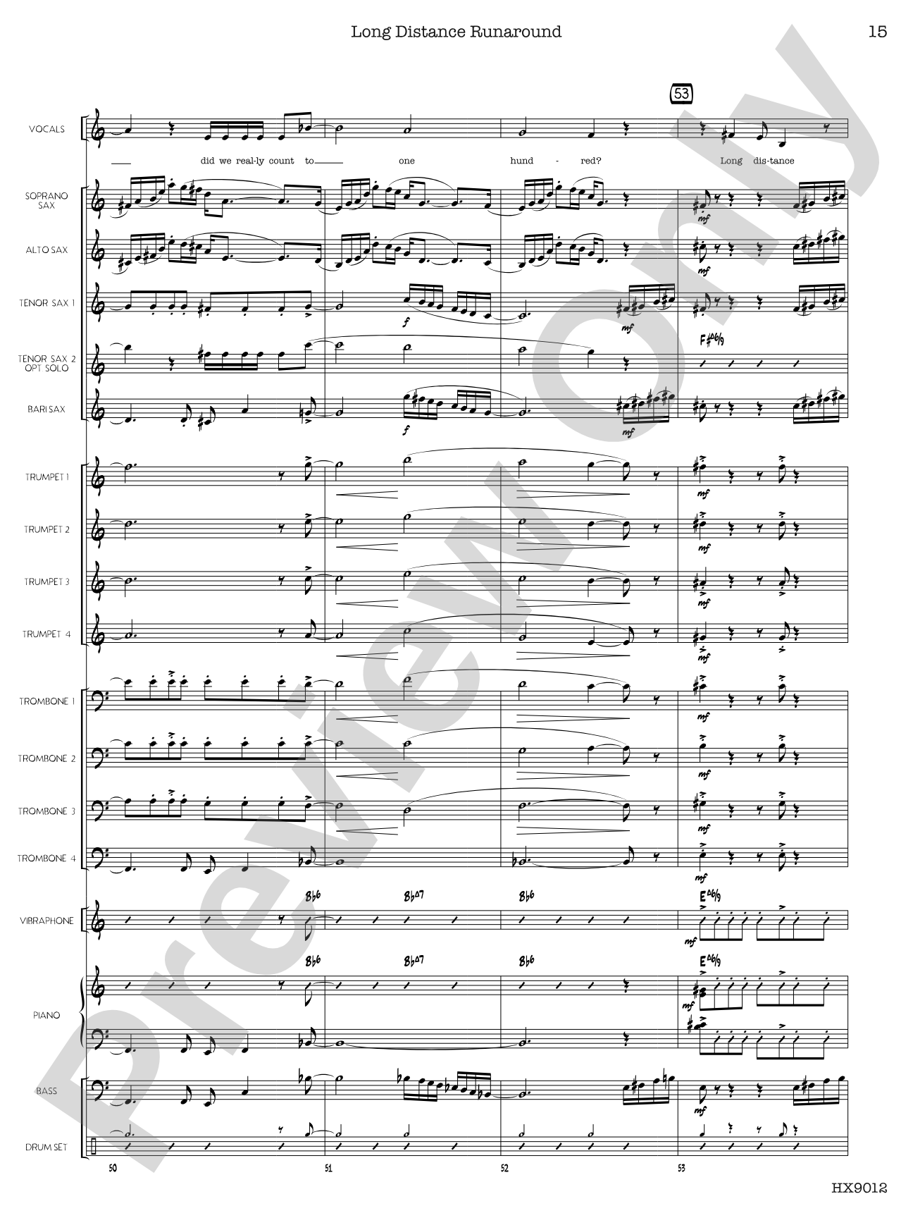 Long Distance Runaround: Jazz Ensemble Conductor Score & Parts