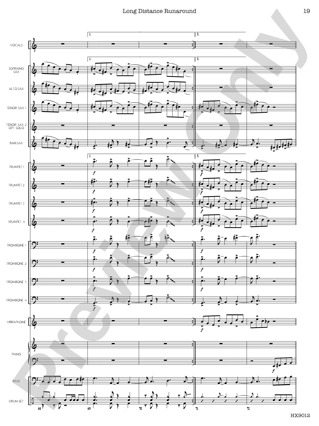 Long Distance Runaround: Jazz Ensemble Conductor Score & Parts