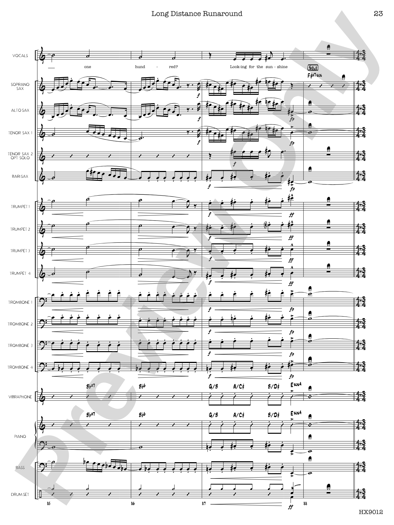 Long Distance Runaround: Jazz Ensemble Conductor Score & Parts