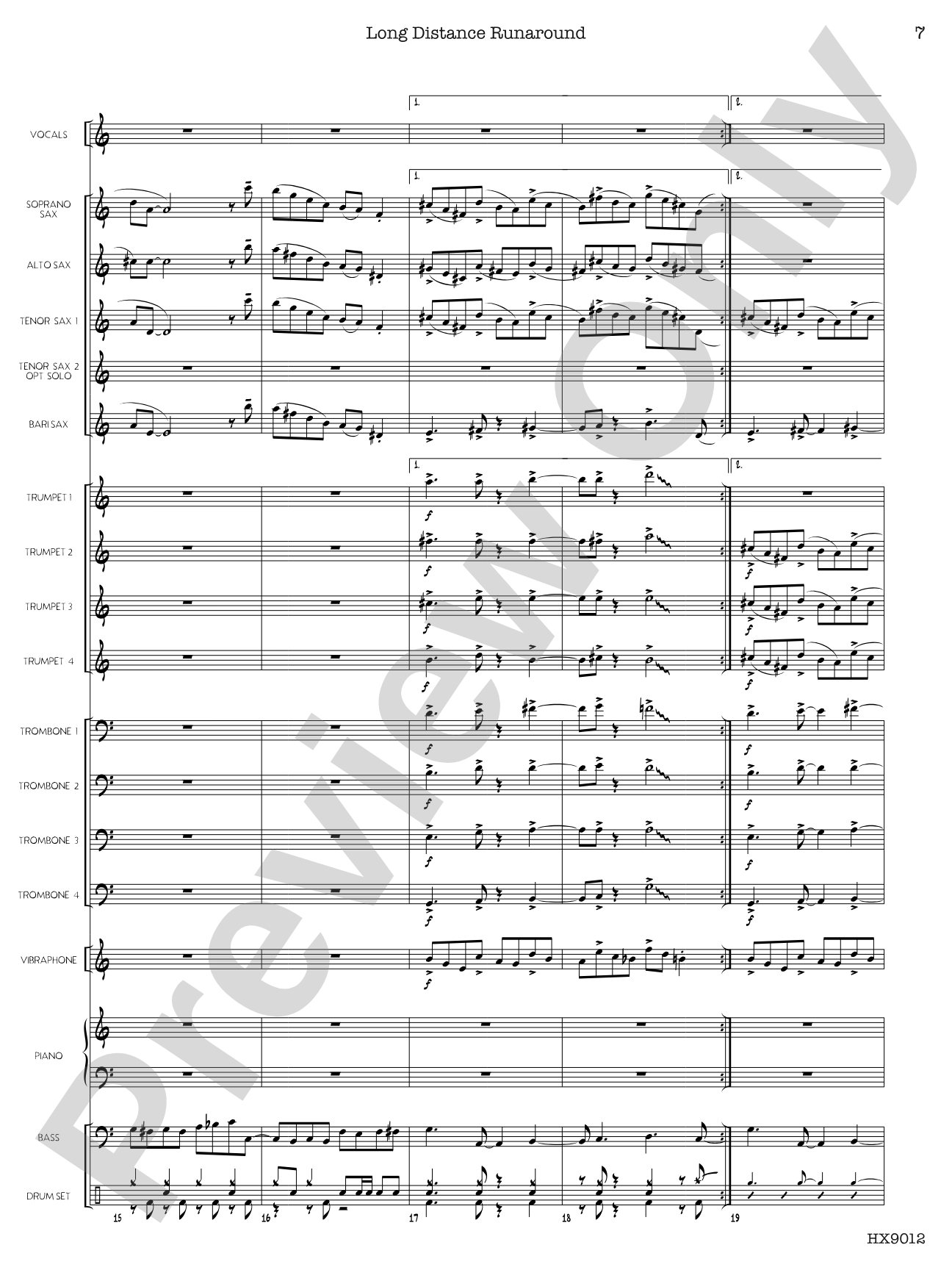 Long Distance Runaround: Jazz Ensemble Conductor Score & Parts