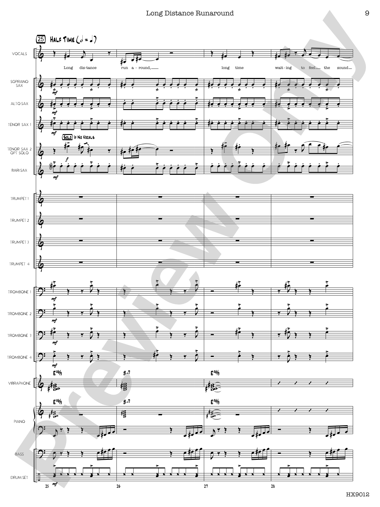 Long Distance Runaround: Jazz Ensemble Conductor Score & Parts