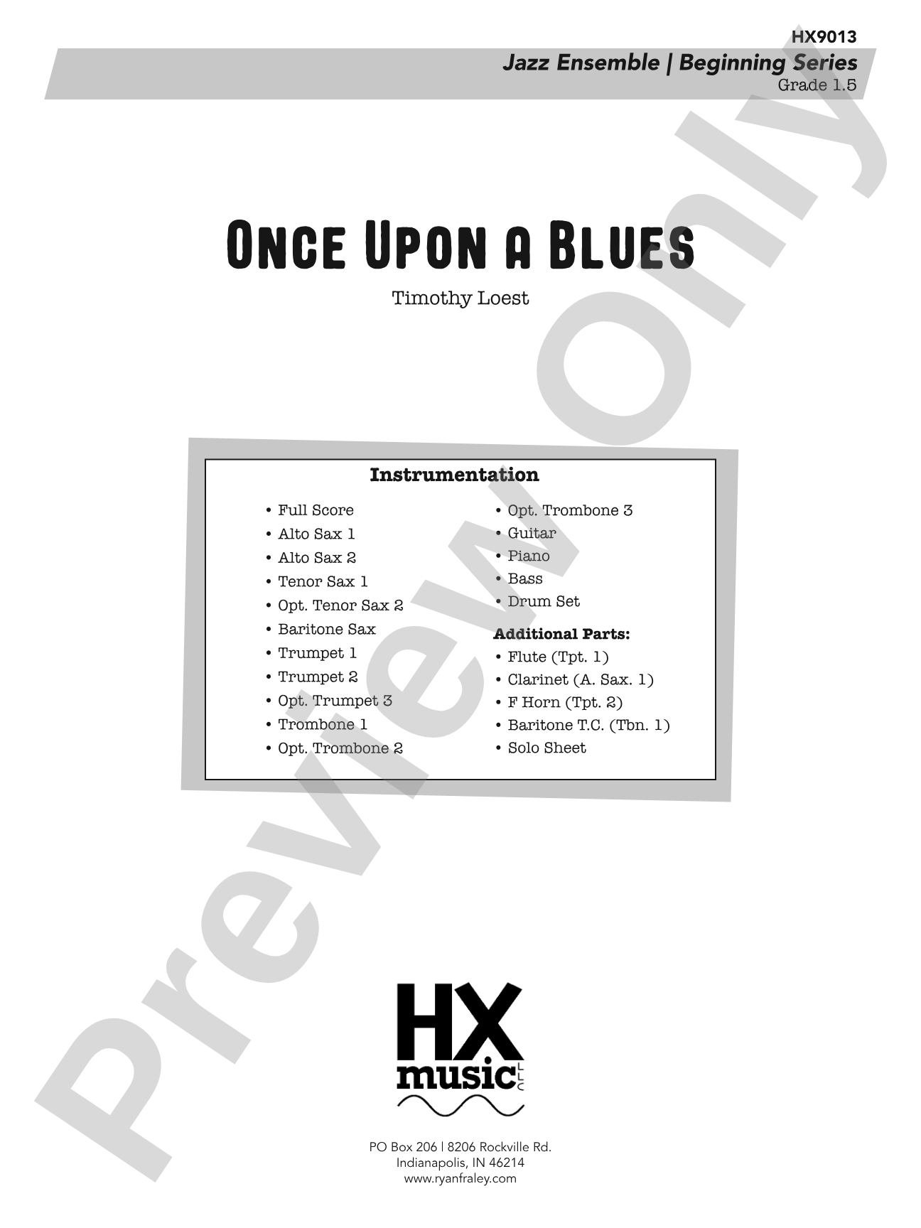 Once Upon a Blues: Jazz Ensemble Conductor Score & Parts