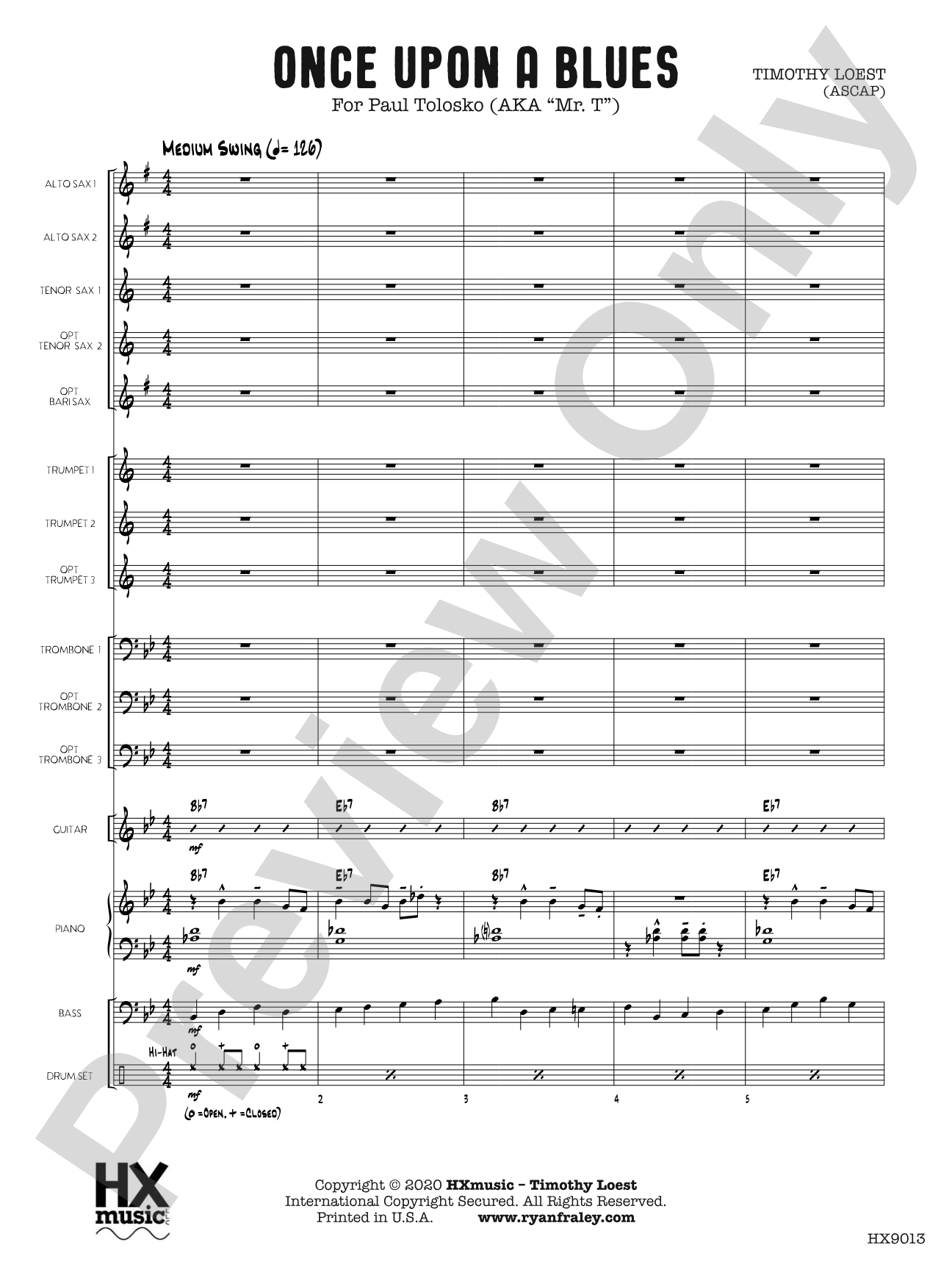 Once Upon a Blues: Jazz Ensemble Conductor Score & Parts