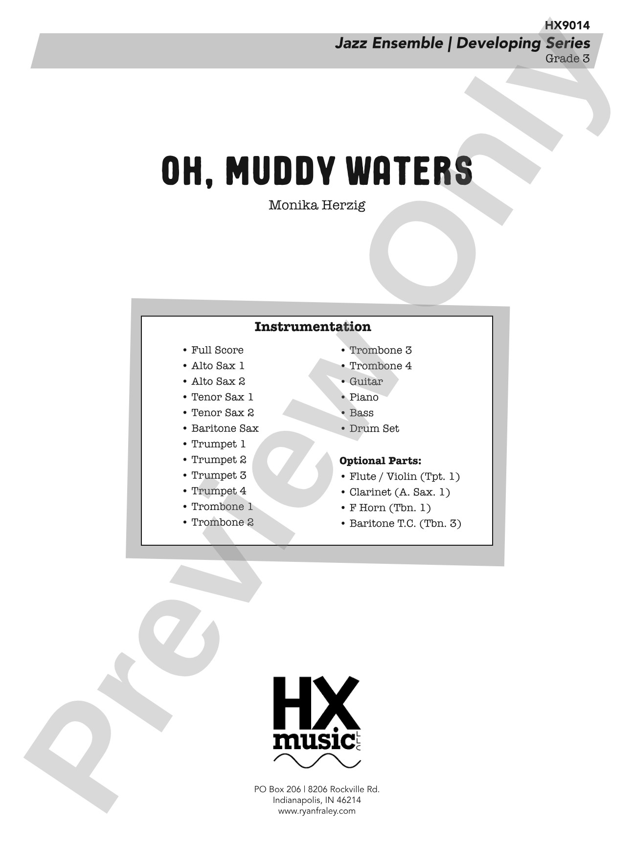 Oh, Muddy Waters: Jazz Ensemble Conductor Score & Parts