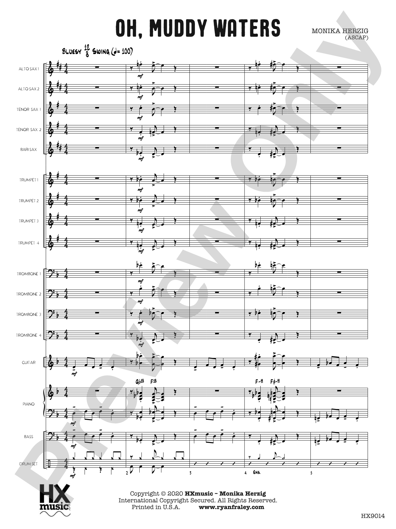 Oh, Muddy Waters: Jazz Ensemble Conductor Score & Parts