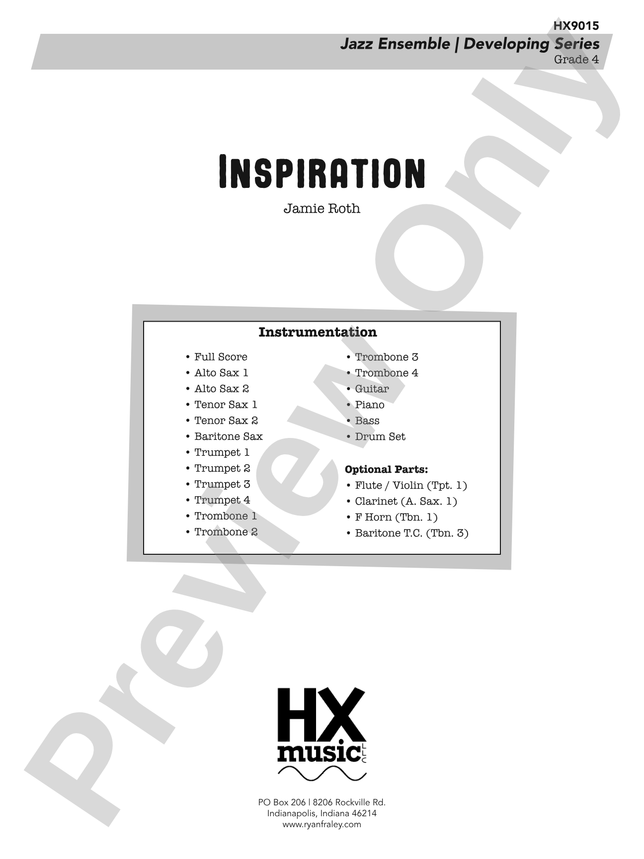 Inspiration: Jazz Ensemble Conductor Score & Parts
