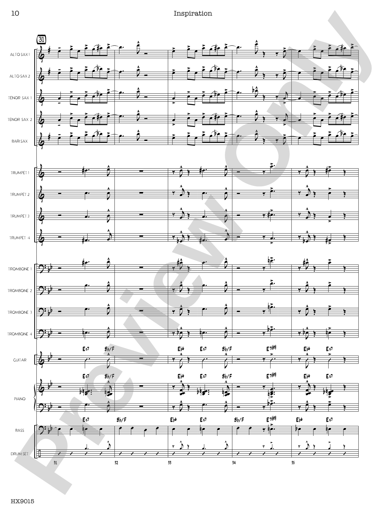 Inspiration: Jazz Ensemble Conductor Score & Parts