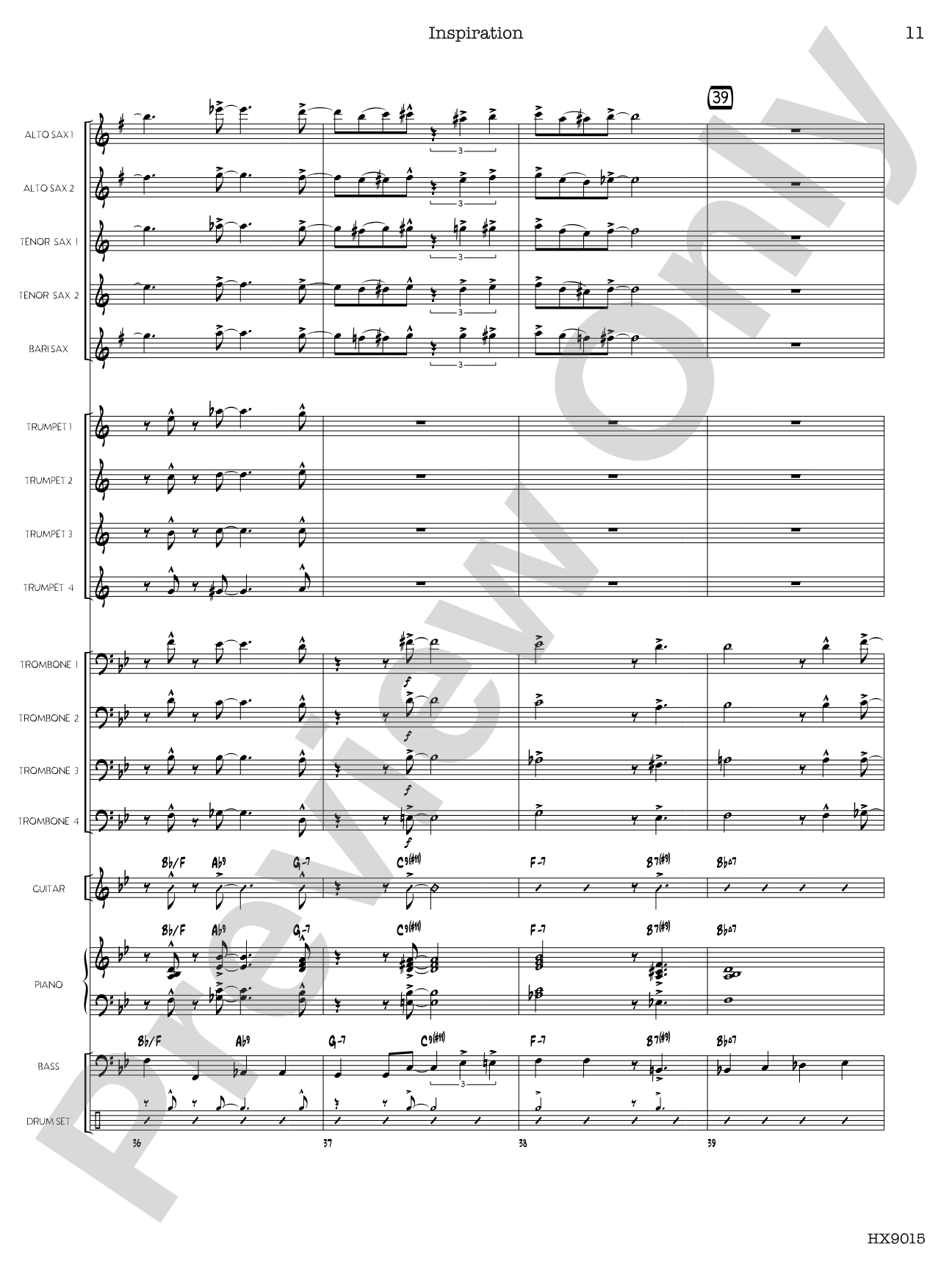 Inspiration: Jazz Ensemble Conductor Score & Parts