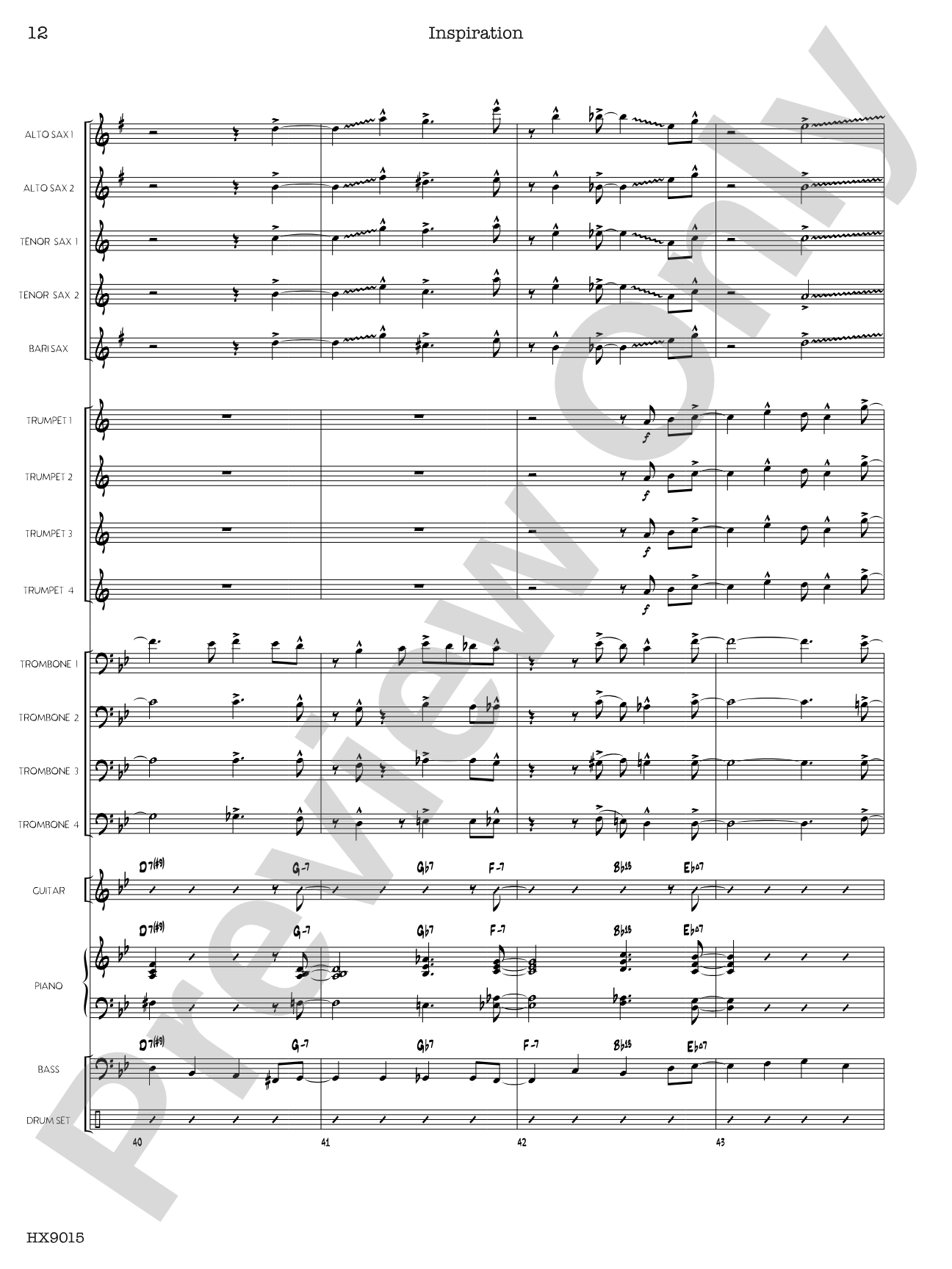 Inspiration: Jazz Ensemble Conductor Score & Parts