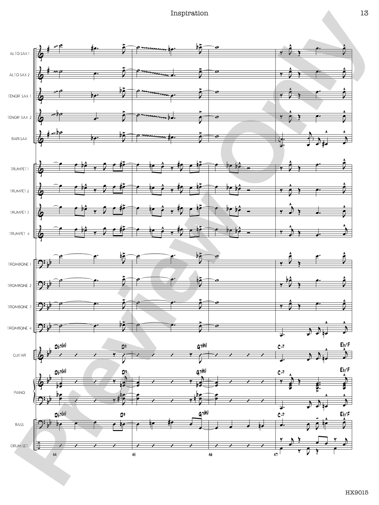 Inspiration: Jazz Ensemble Conductor Score & Parts