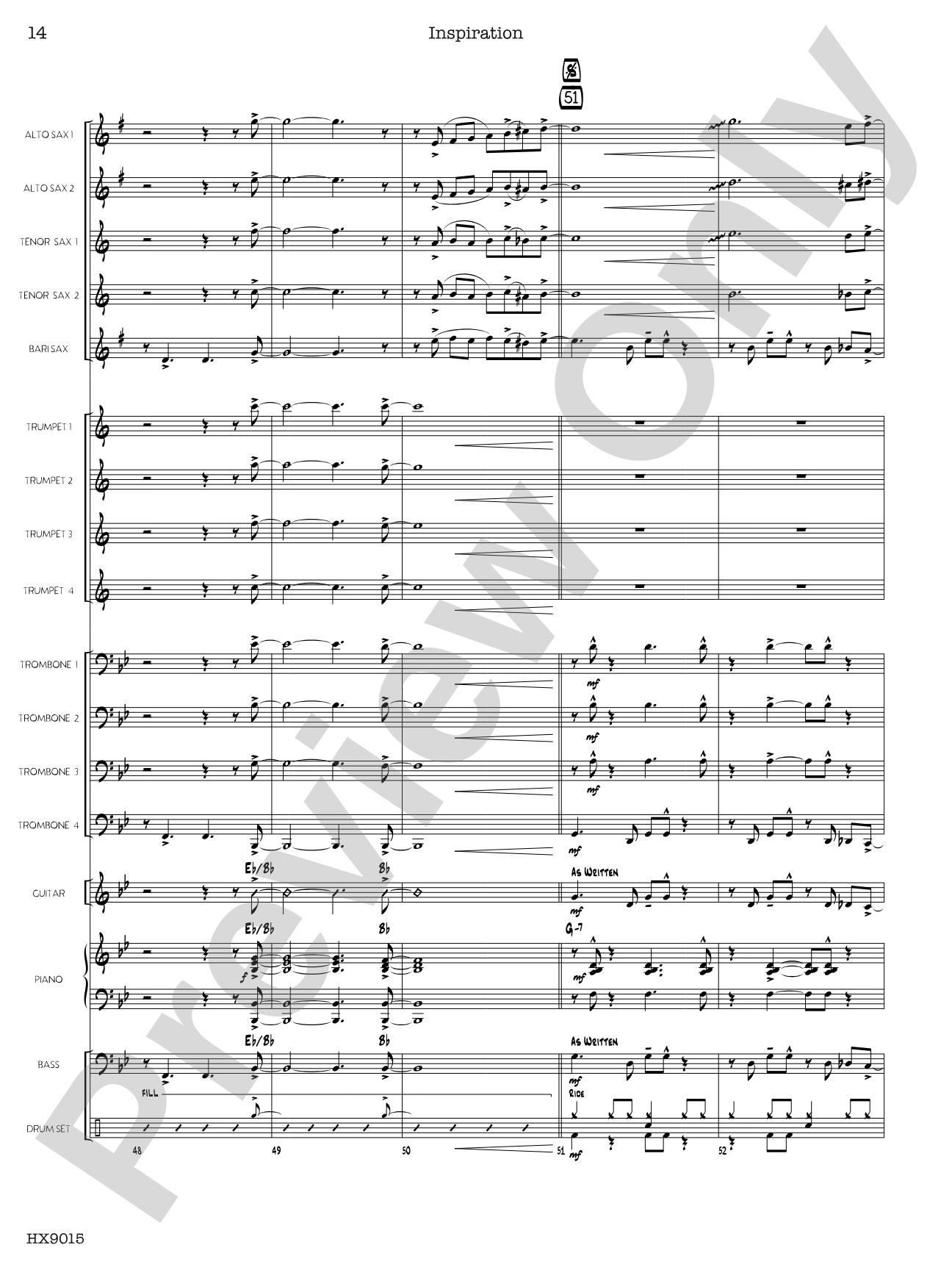 Inspiration: Jazz Ensemble Conductor Score & Parts