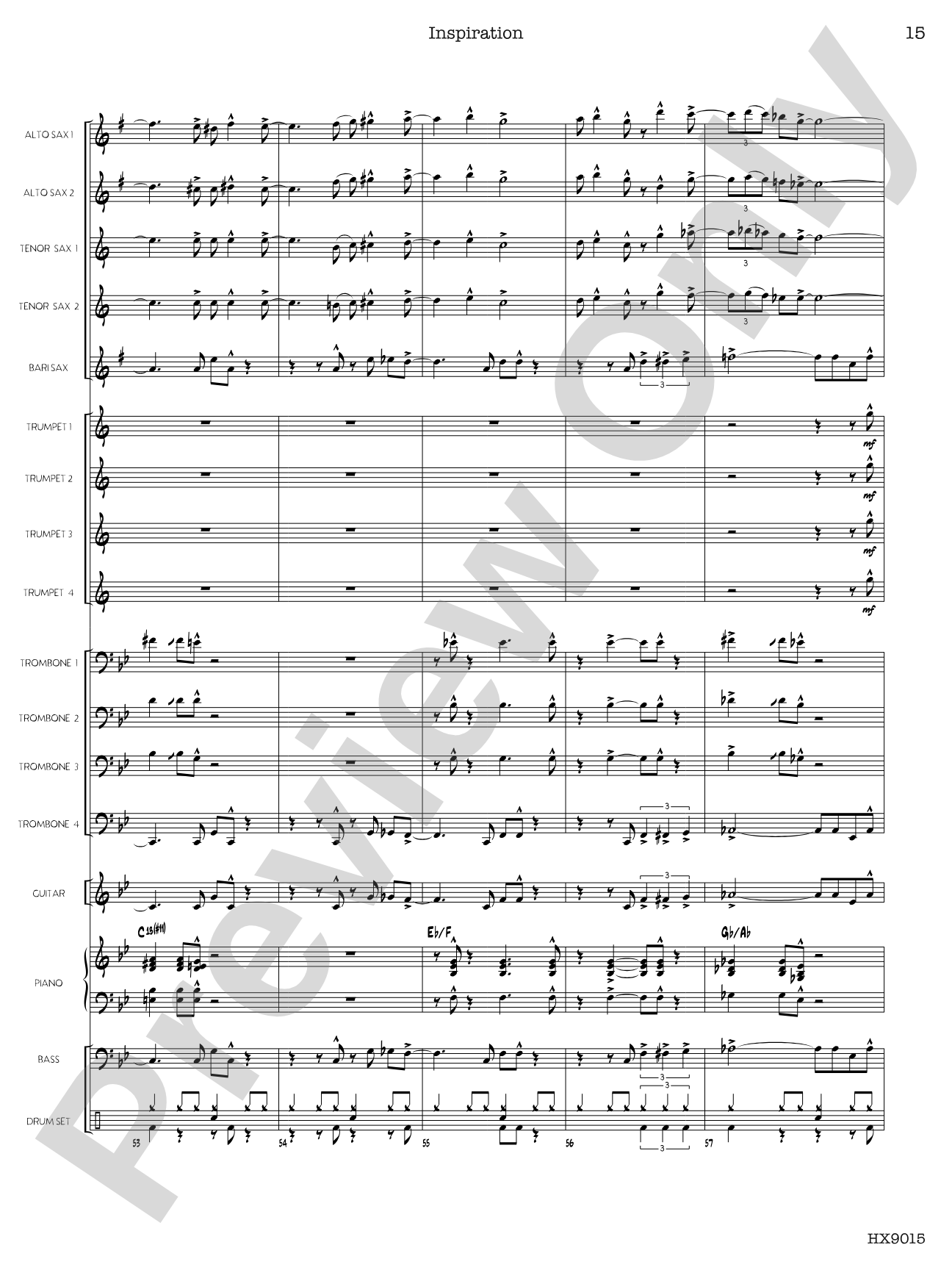 Inspiration: Jazz Ensemble Conductor Score & Parts