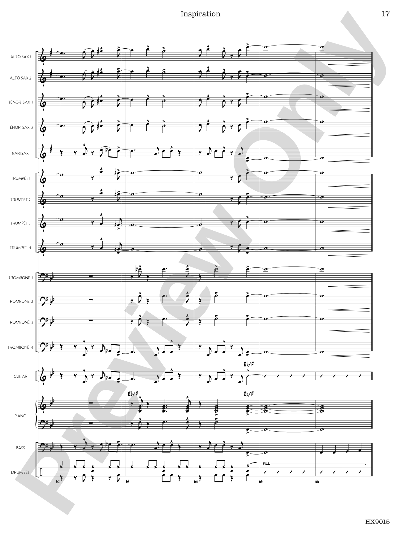 Inspiration: Jazz Ensemble Conductor Score & Parts