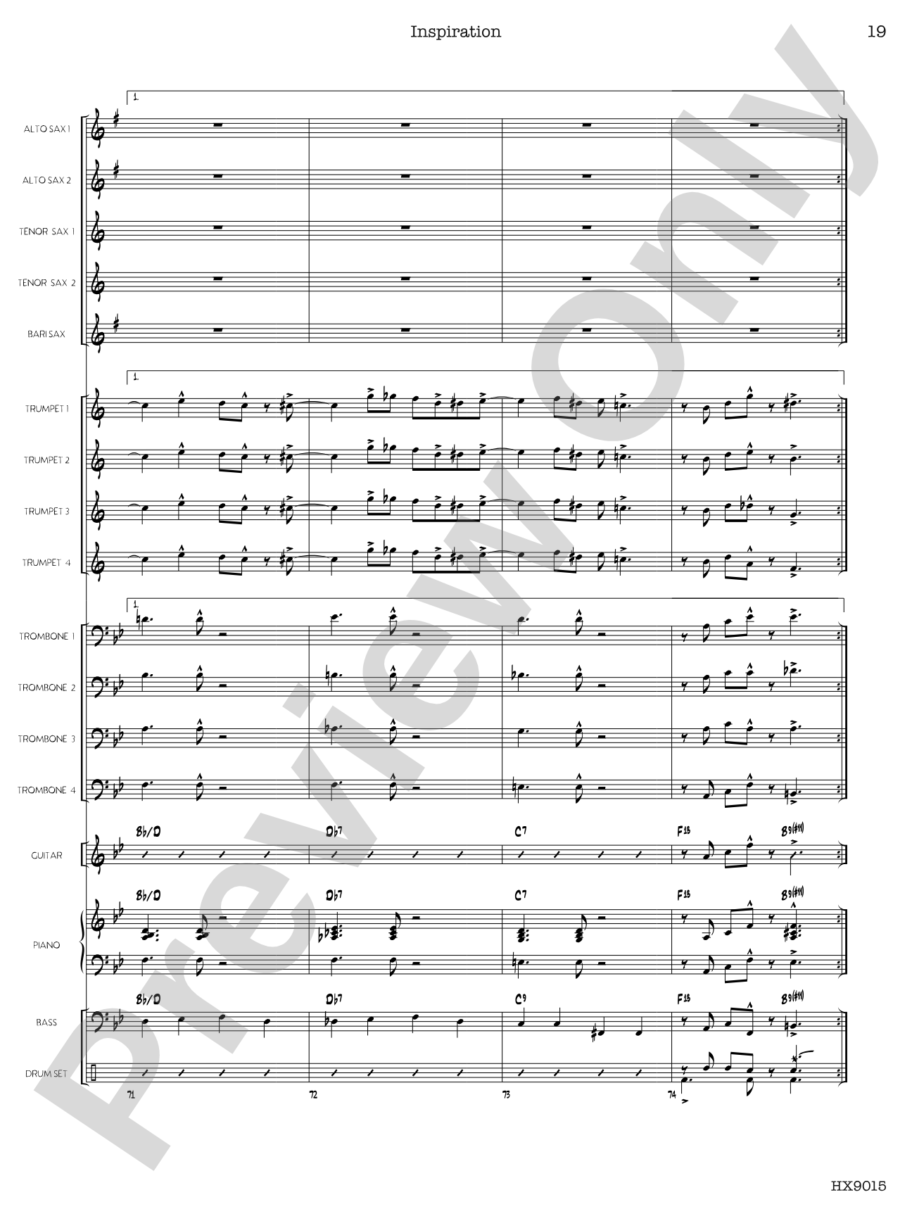 Inspiration: Jazz Ensemble Conductor Score & Parts