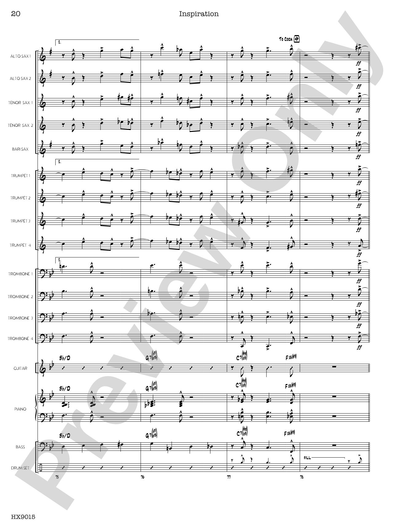 Inspiration: Jazz Ensemble Conductor Score & Parts