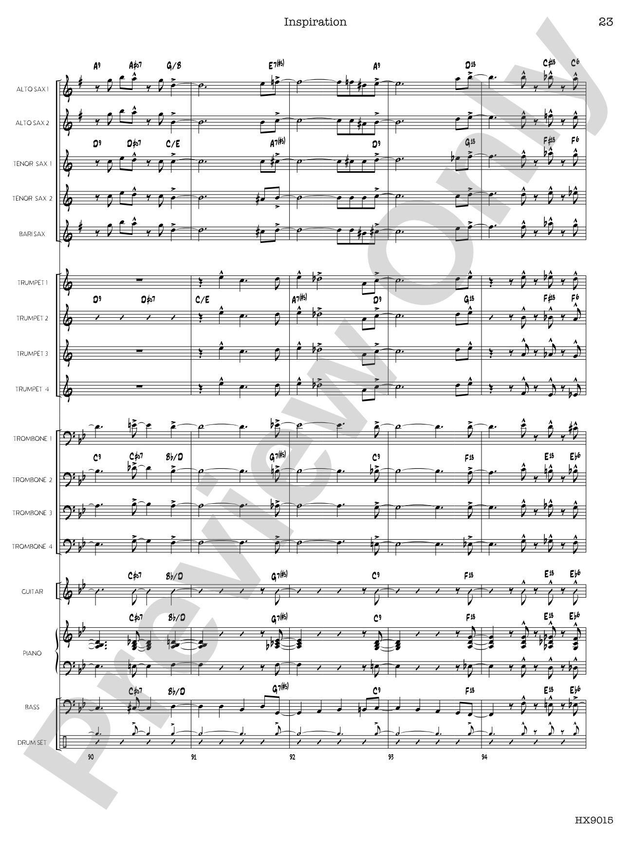 Inspiration: Jazz Ensemble Conductor Score & Parts