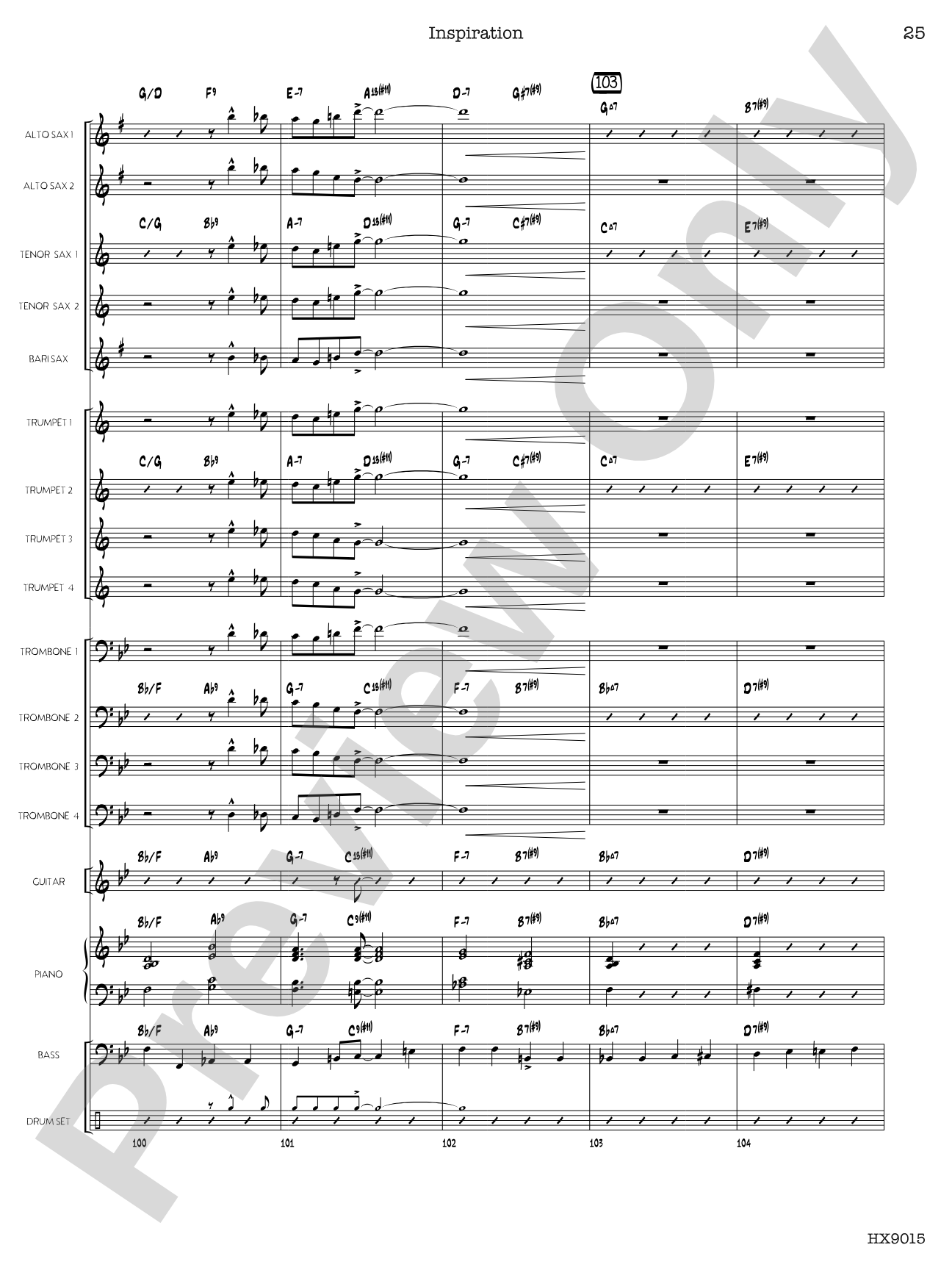 Inspiration: Jazz Ensemble Conductor Score & Parts