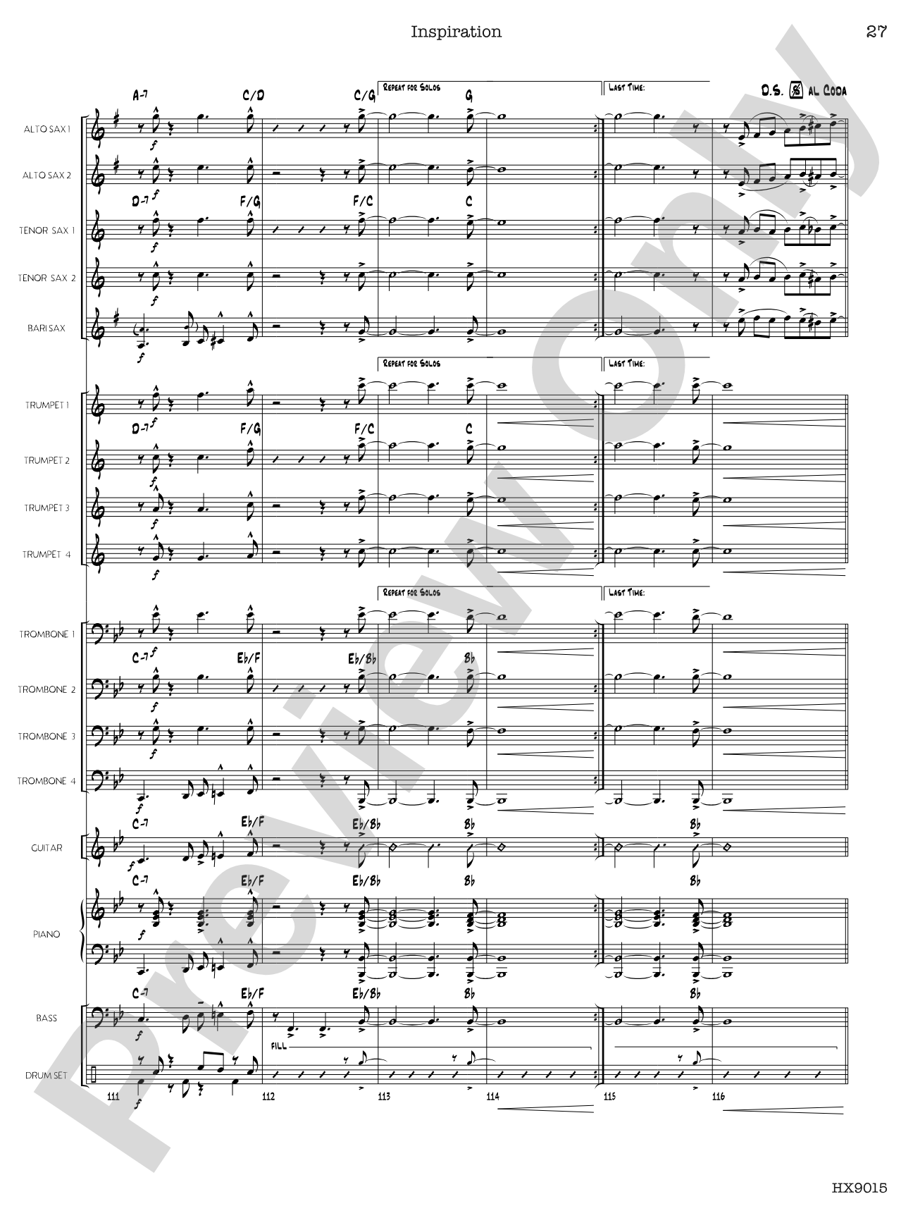 Inspiration: Jazz Ensemble Conductor Score & Parts