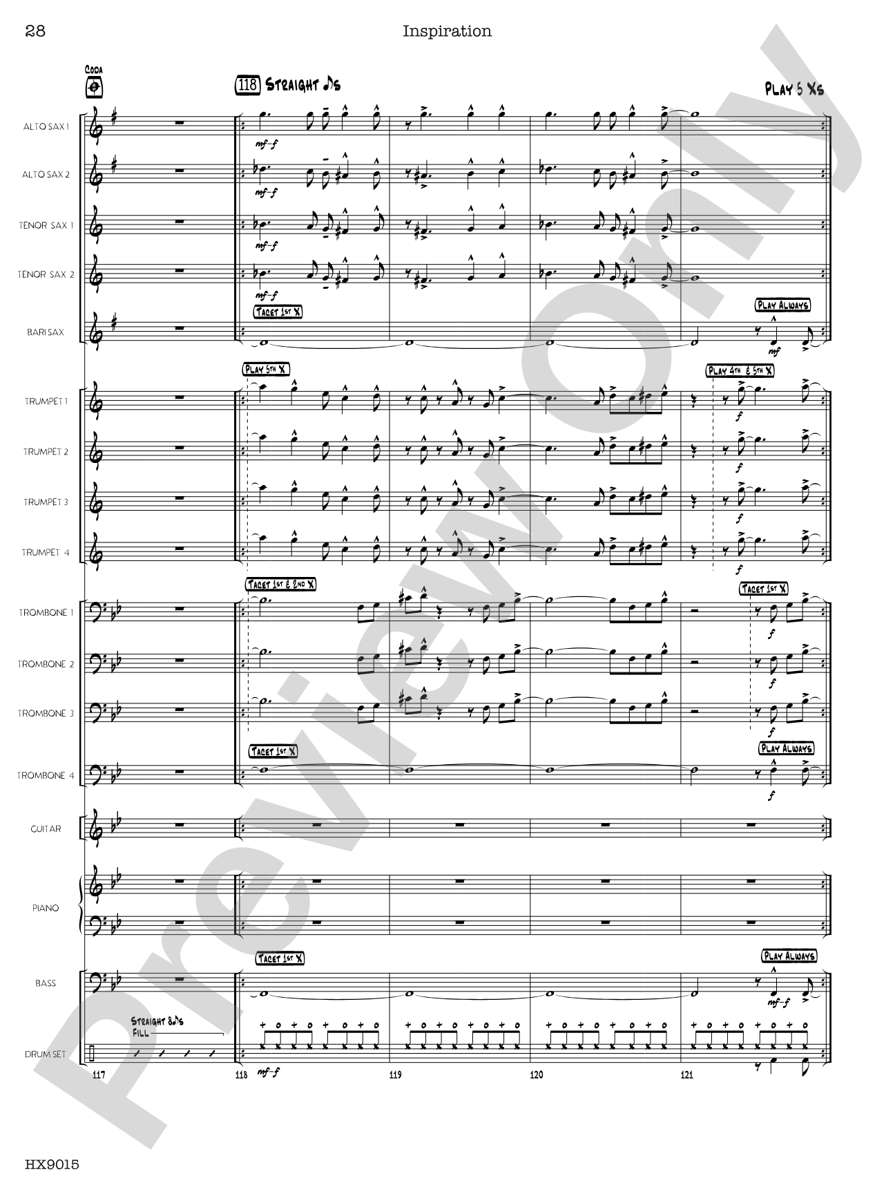 Inspiration: Jazz Ensemble Conductor Score & Parts