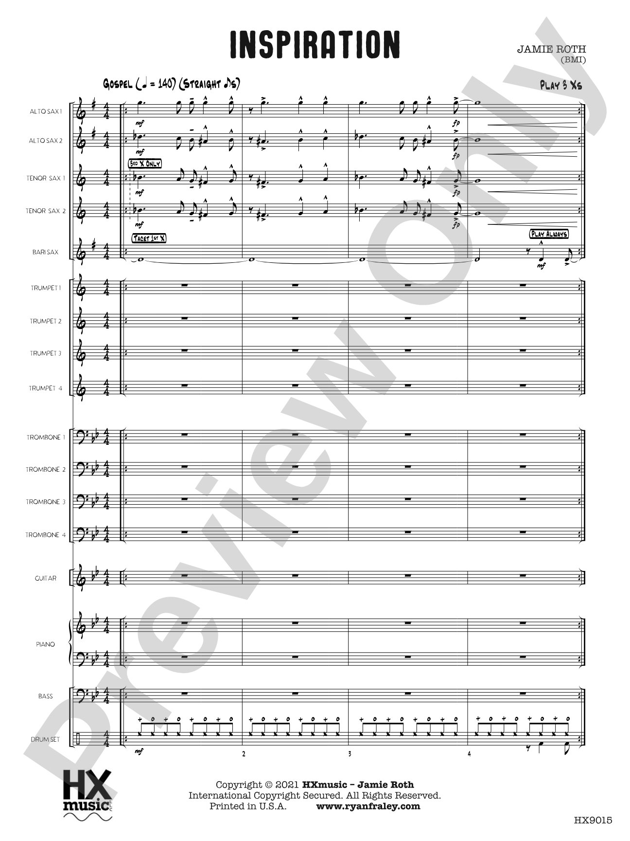 Inspiration: Jazz Ensemble Conductor Score & Parts