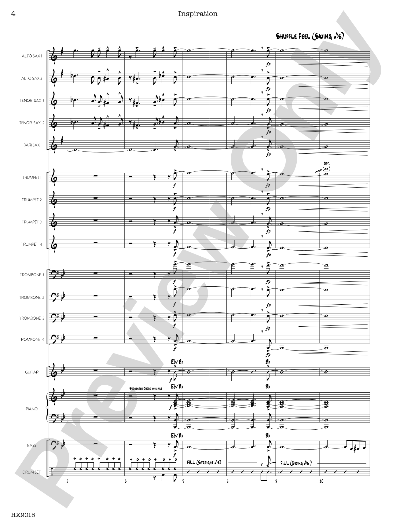 Inspiration: Jazz Ensemble Conductor Score & Parts