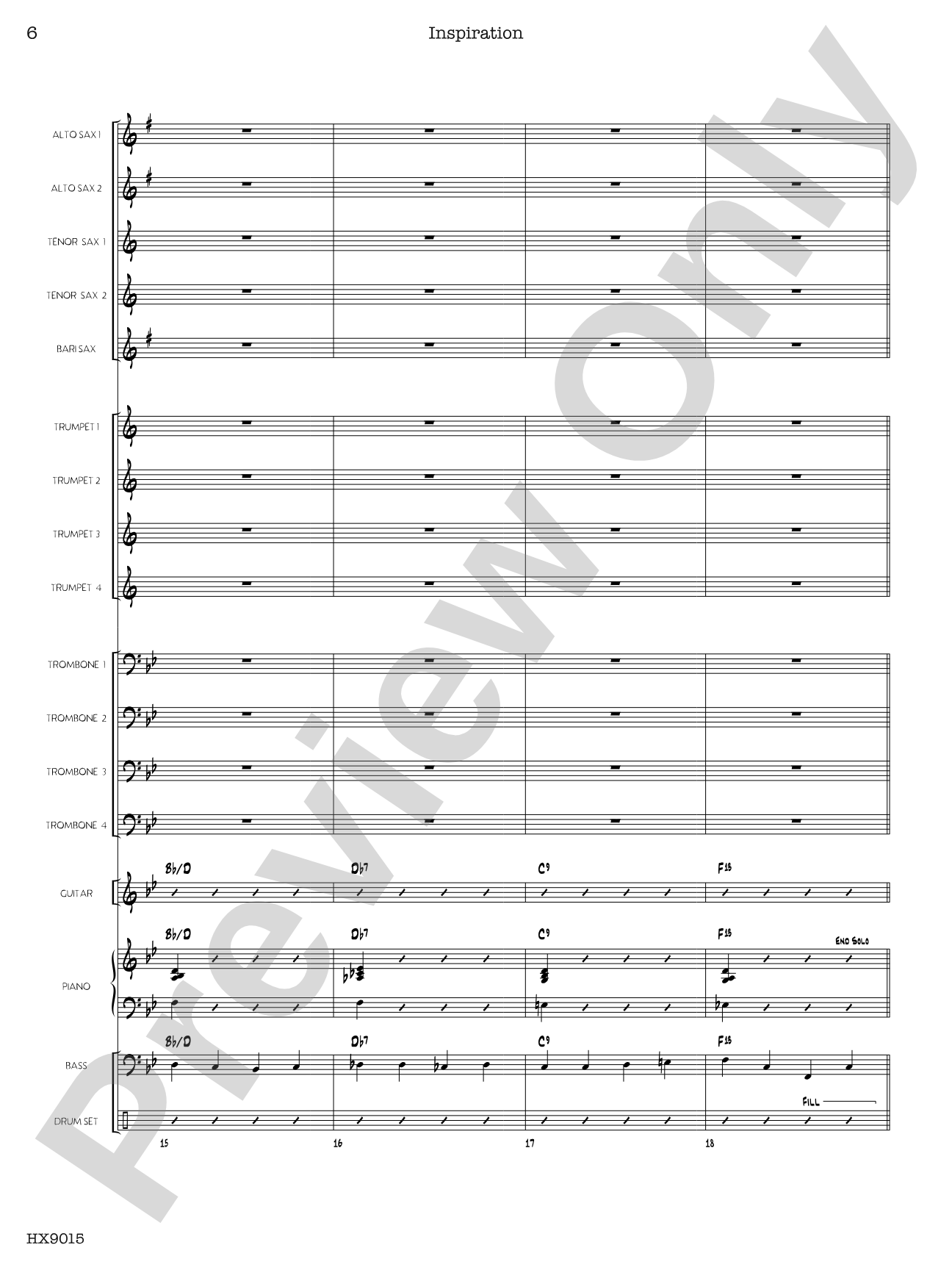 Inspiration: Jazz Ensemble Conductor Score & Parts