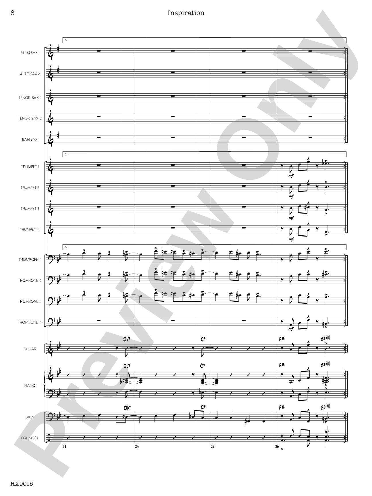 Inspiration: Jazz Ensemble Conductor Score & Parts