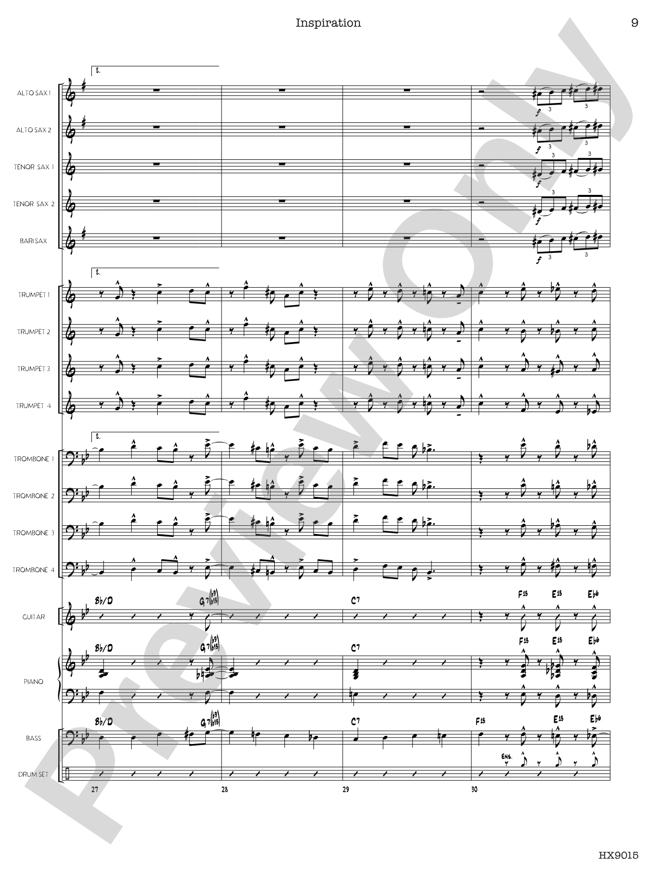 Inspiration: Jazz Ensemble Conductor Score & Parts