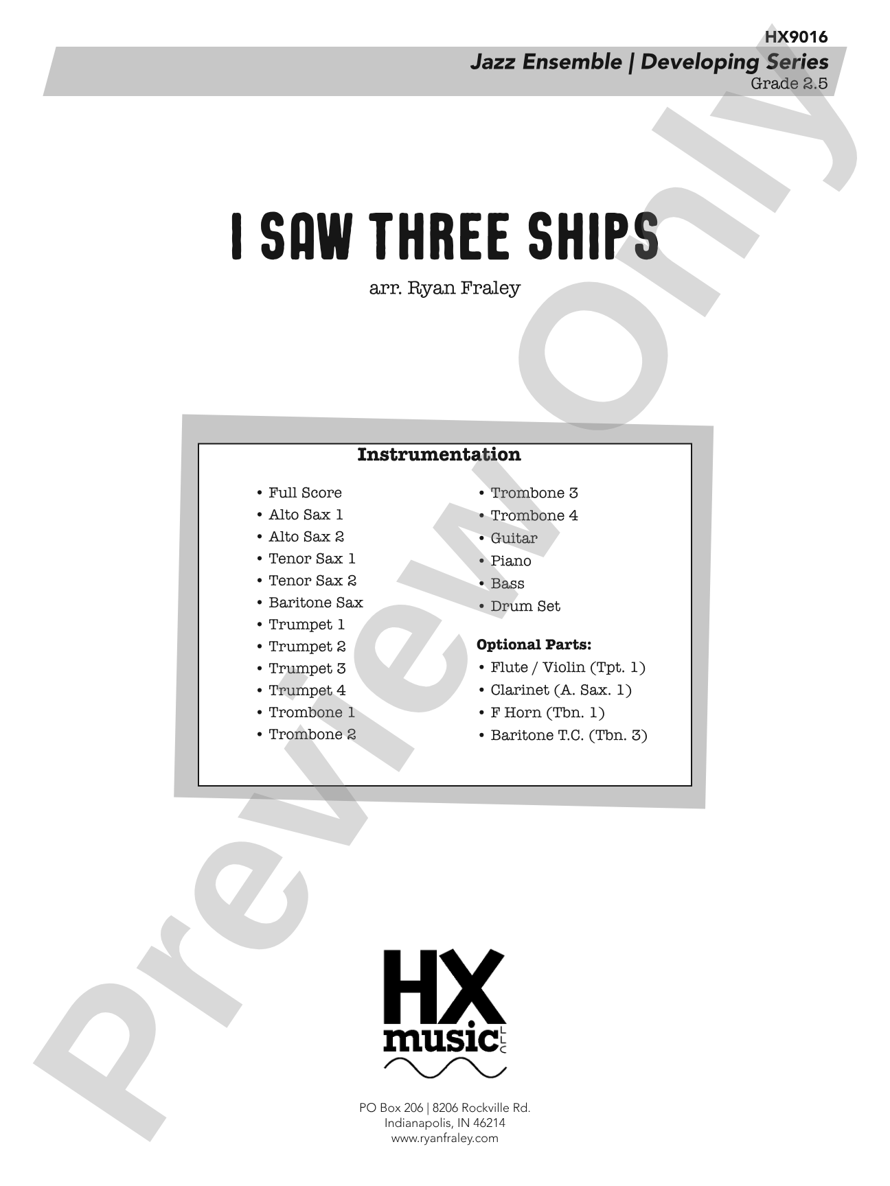 I Saw Three Ships: Jazz Ensemble Conductor Score & Parts