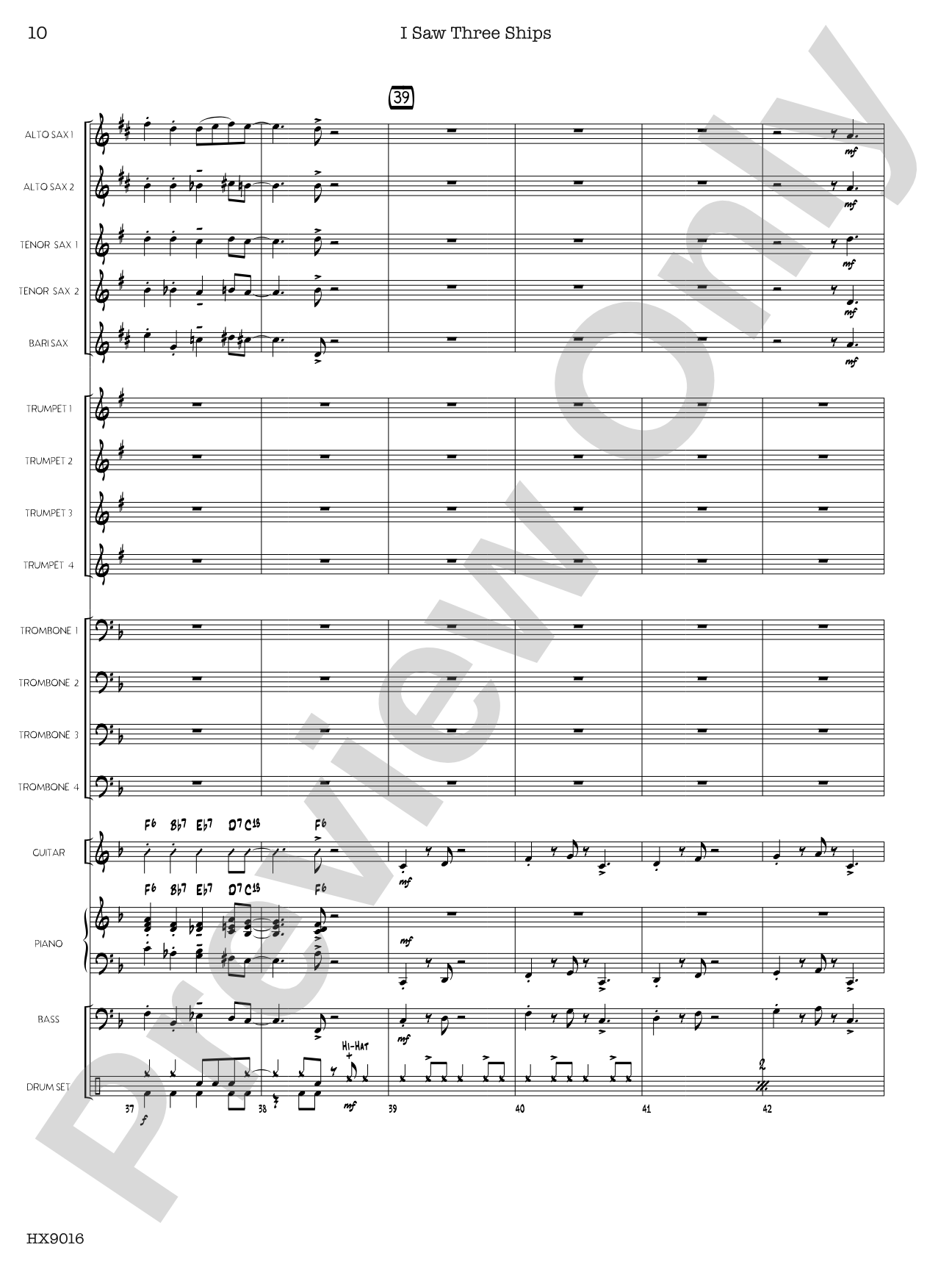 I Saw Three Ships: Jazz Ensemble Conductor Score & Parts