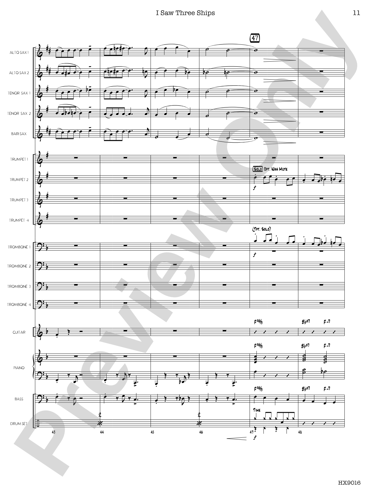 I Saw Three Ships: Jazz Ensemble Conductor Score & Parts