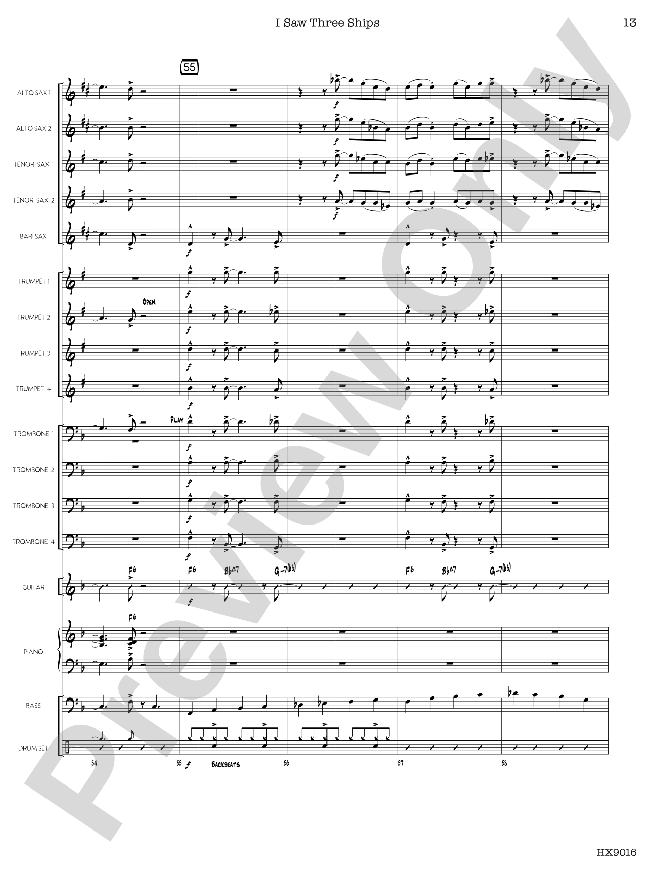 I Saw Three Ships: Jazz Ensemble Conductor Score & Parts