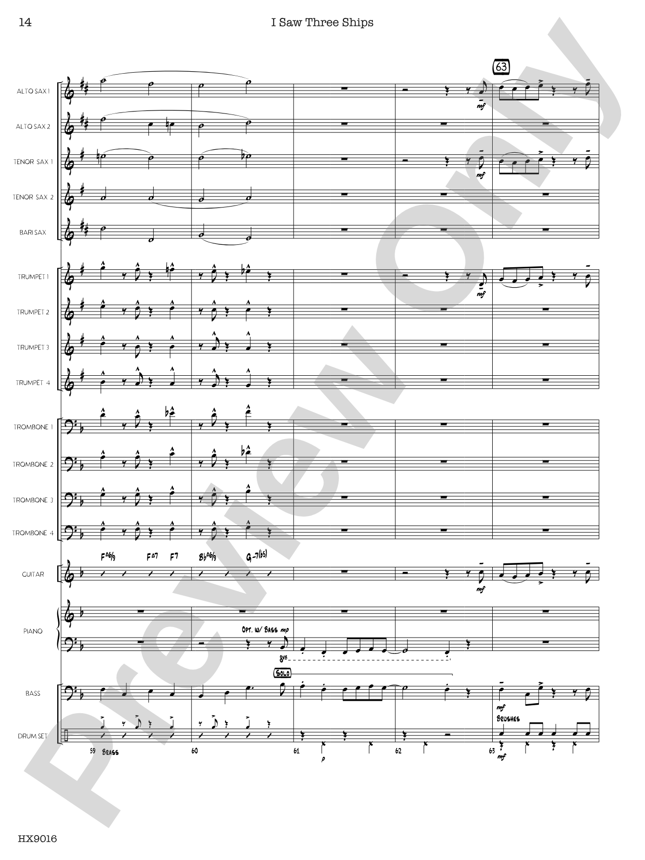 I Saw Three Ships: Jazz Ensemble Conductor Score & Parts