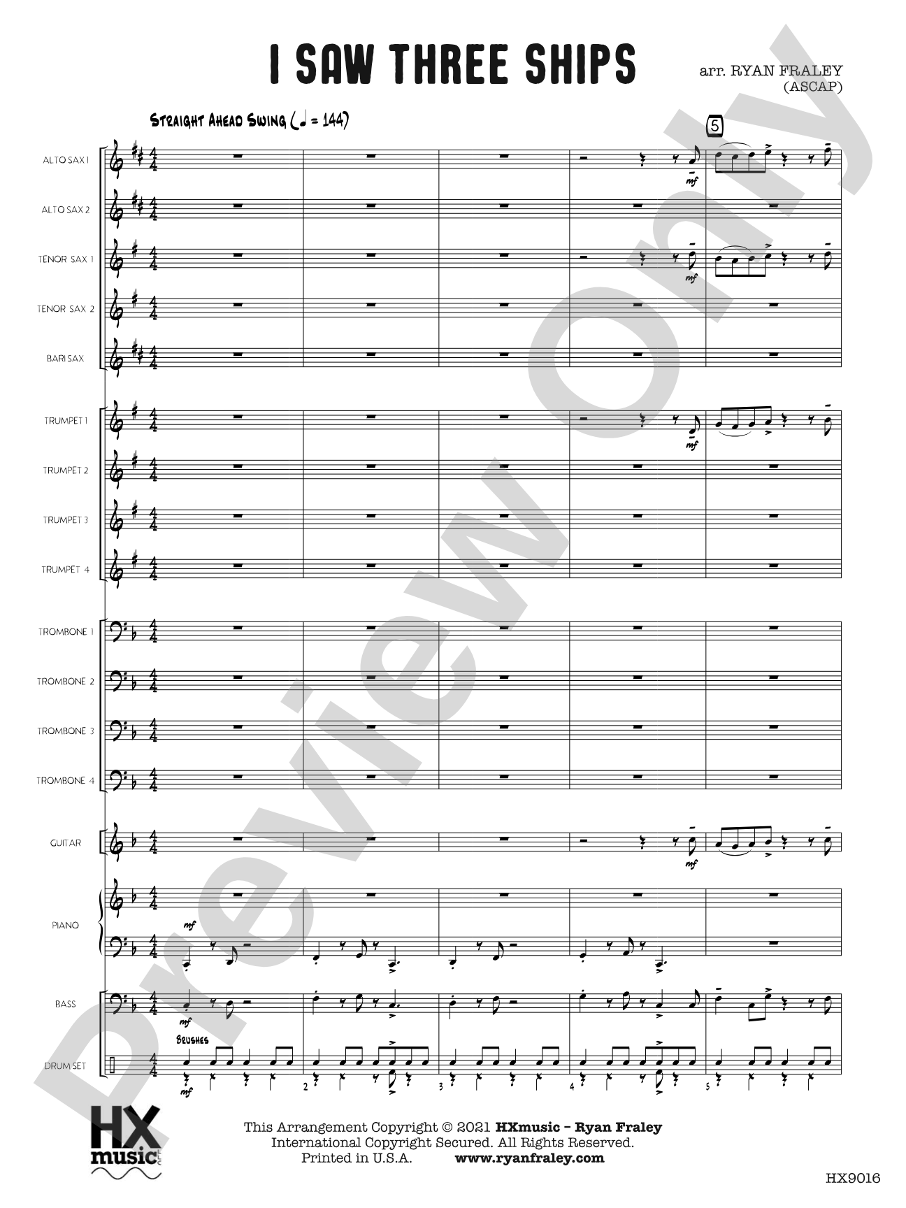 I Saw Three Ships: Jazz Ensemble Conductor Score & Parts