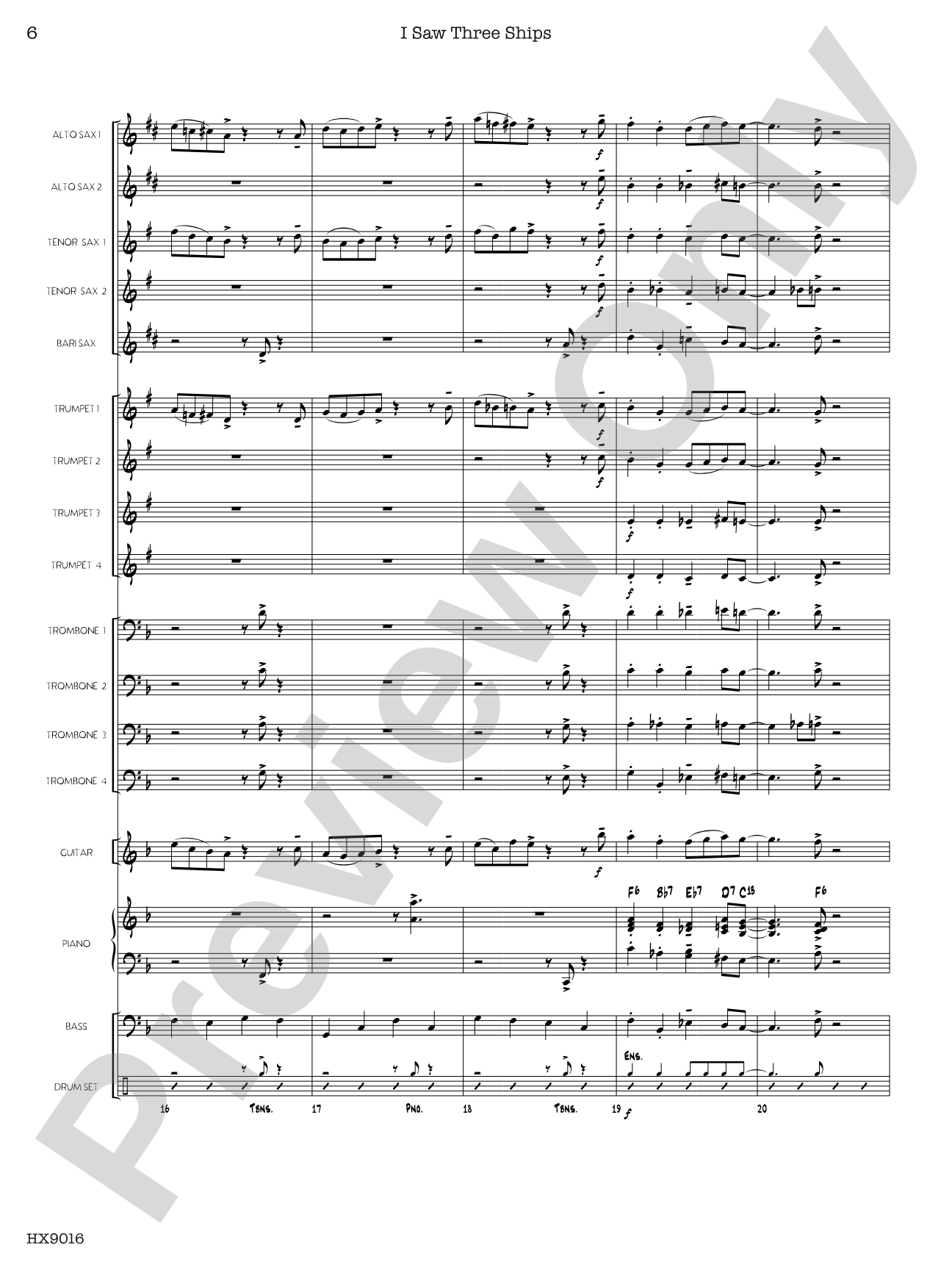I Saw Three Ships: Jazz Ensemble Conductor Score & Parts