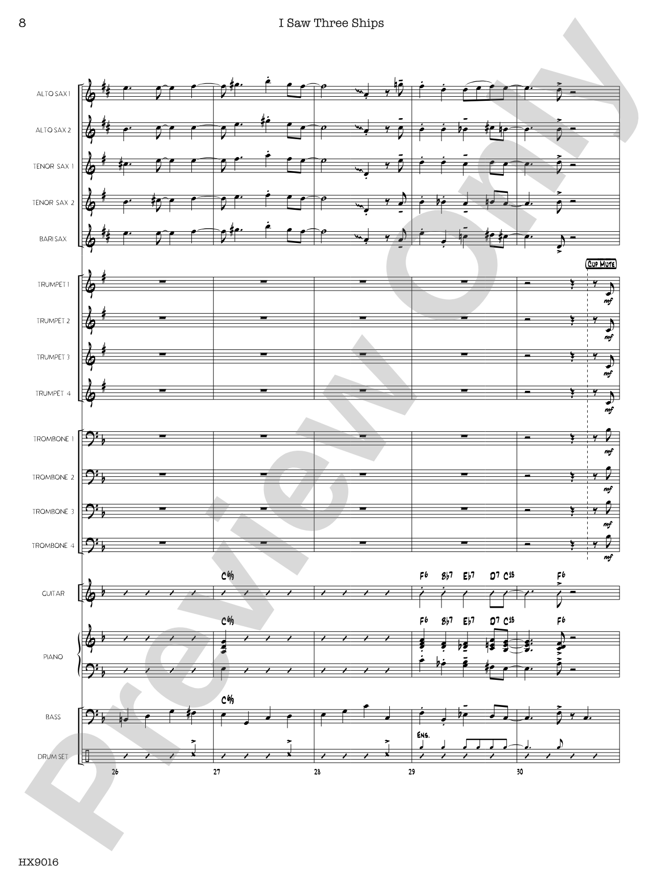 I Saw Three Ships: Jazz Ensemble Conductor Score & Parts