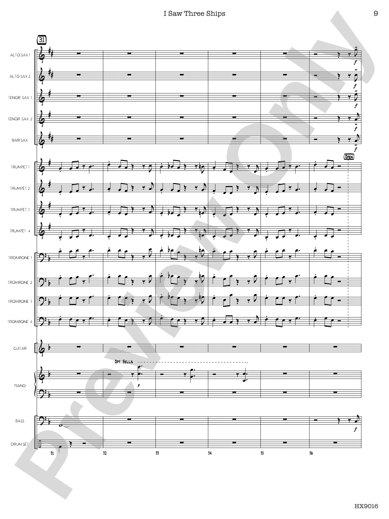 I Saw Three Ships: Jazz Ensemble Conductor Score & Parts