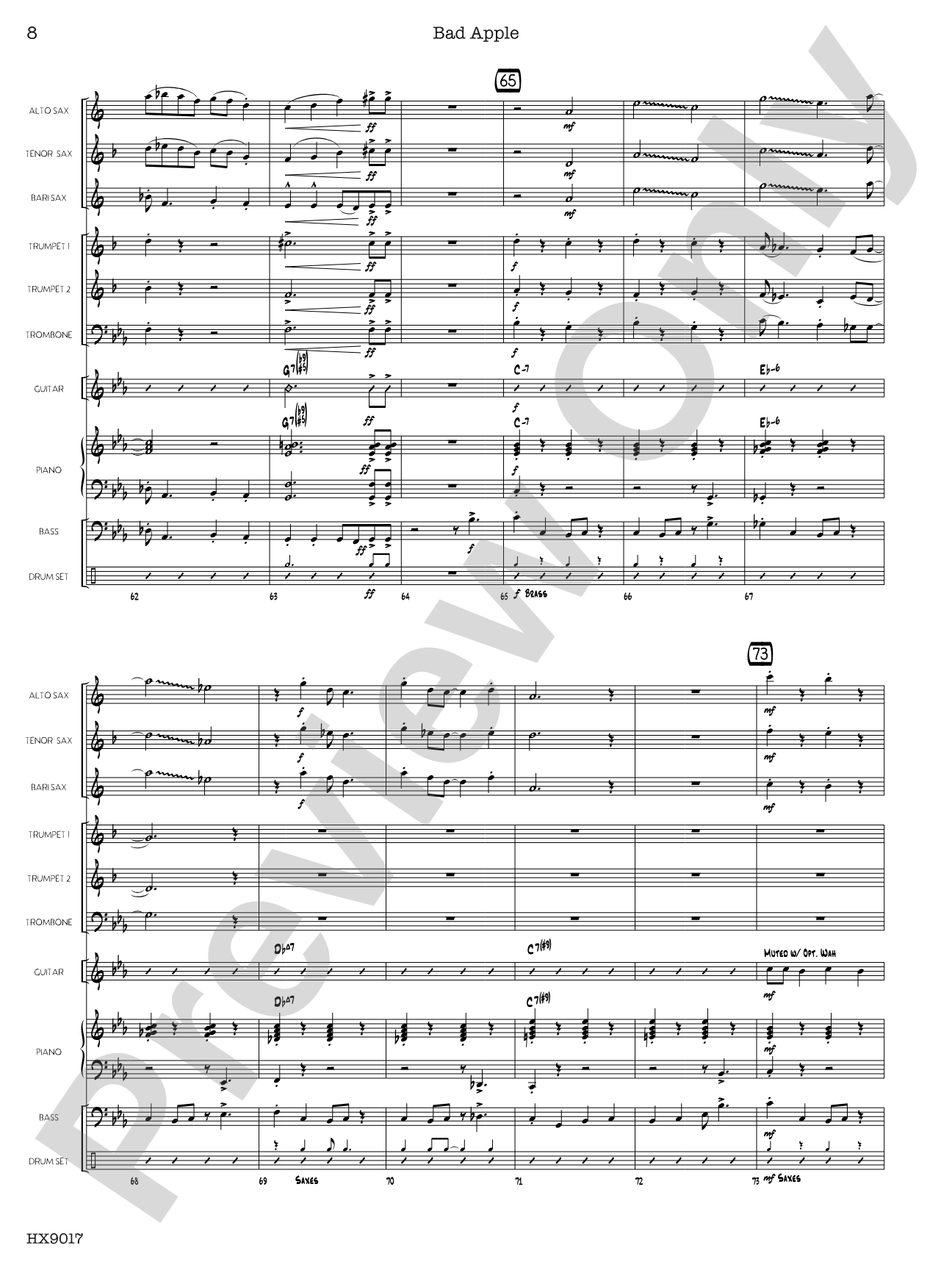 Bad Apple: Jazz Ensemble Conductor Score & Parts