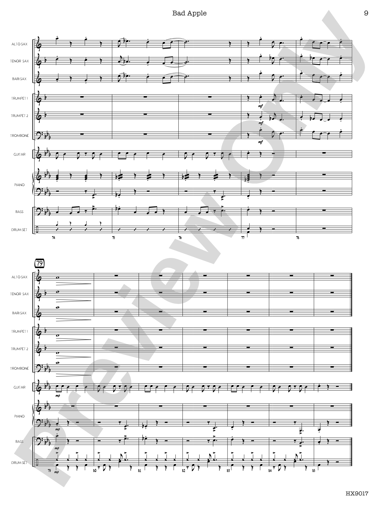 Bad Apple: Jazz Ensemble Conductor Score & Parts