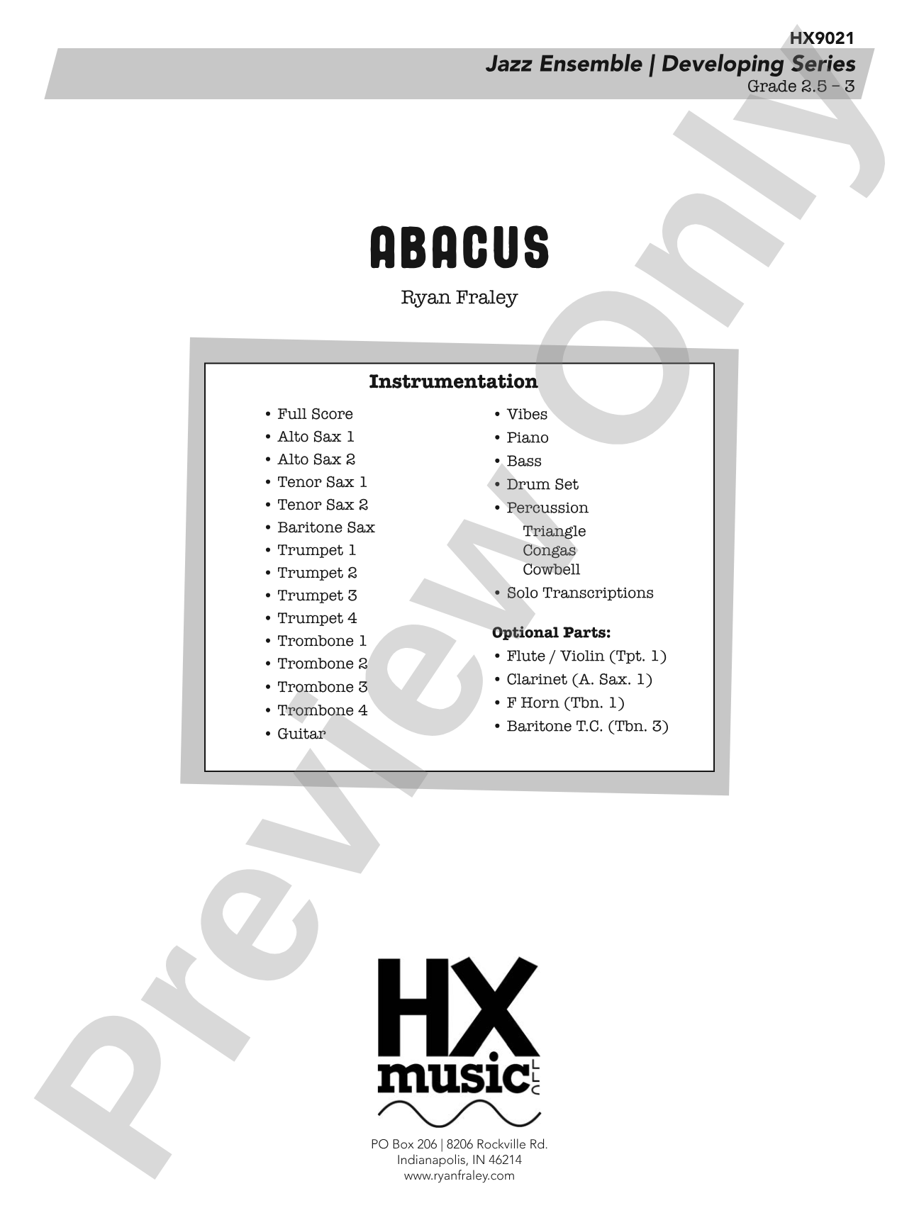Abacus: Jazz Ensemble Conductor Score & Parts