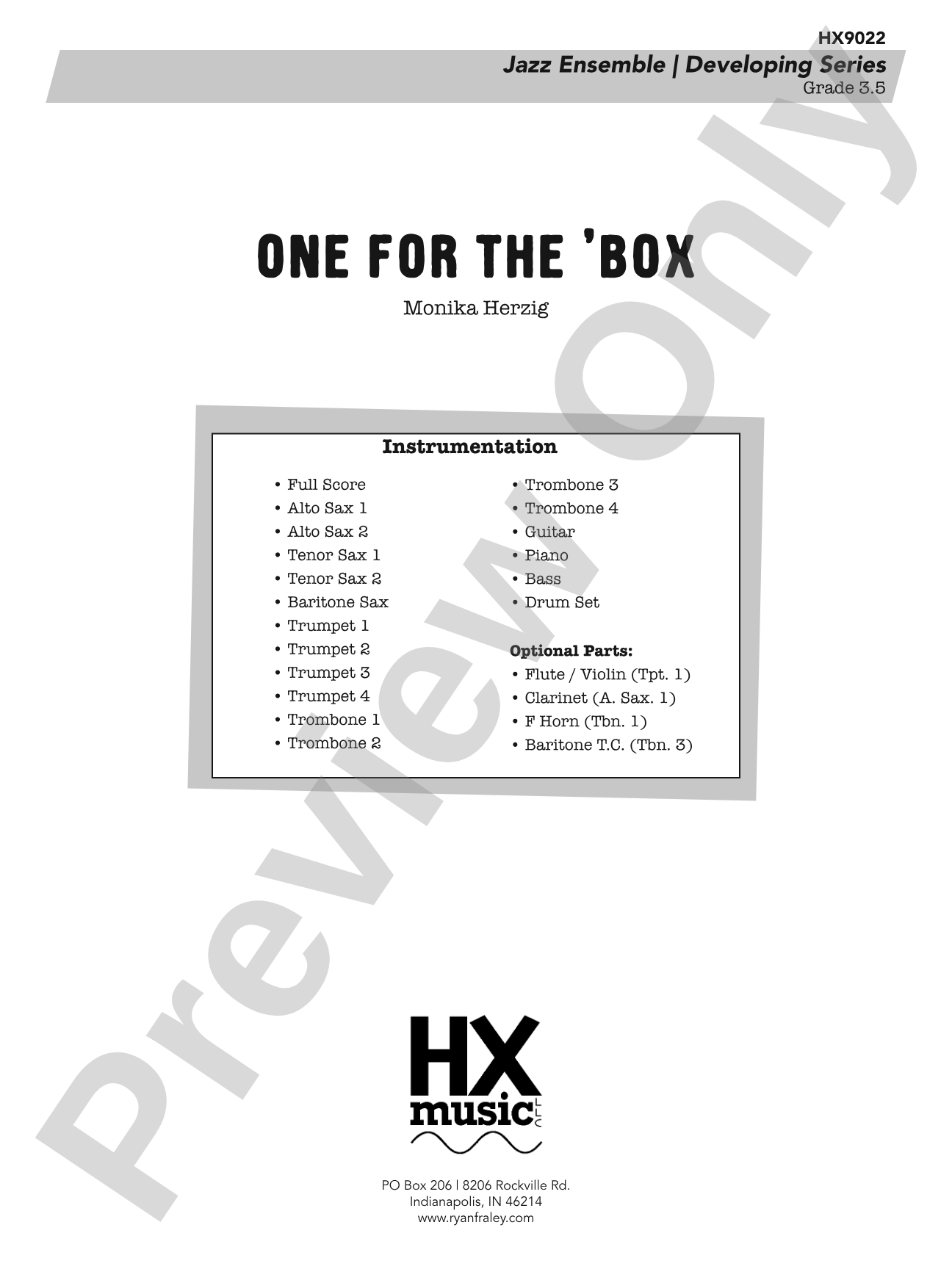 One for the 'Box: Jazz Ensemble Conductor Score & Parts