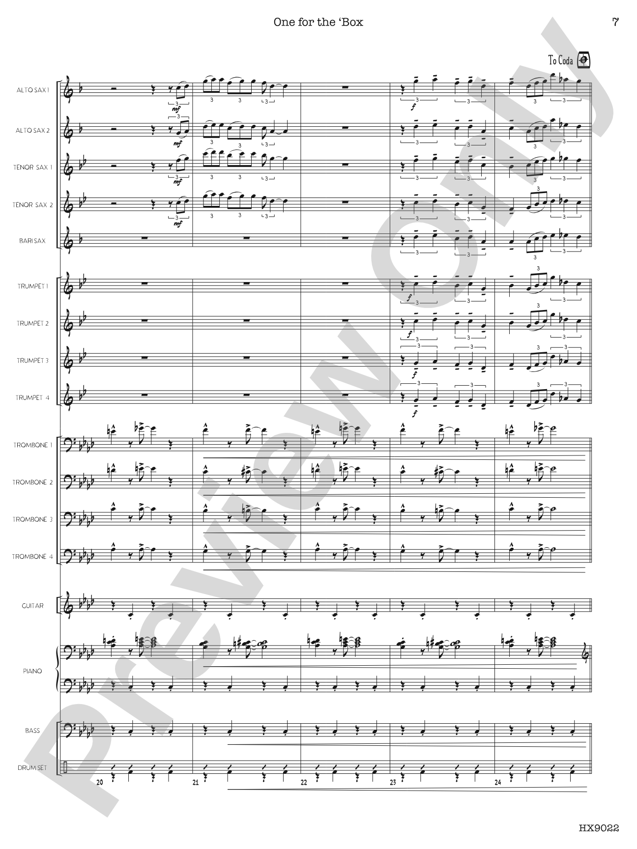 One for the 'Box: Jazz Ensemble Conductor Score & Parts