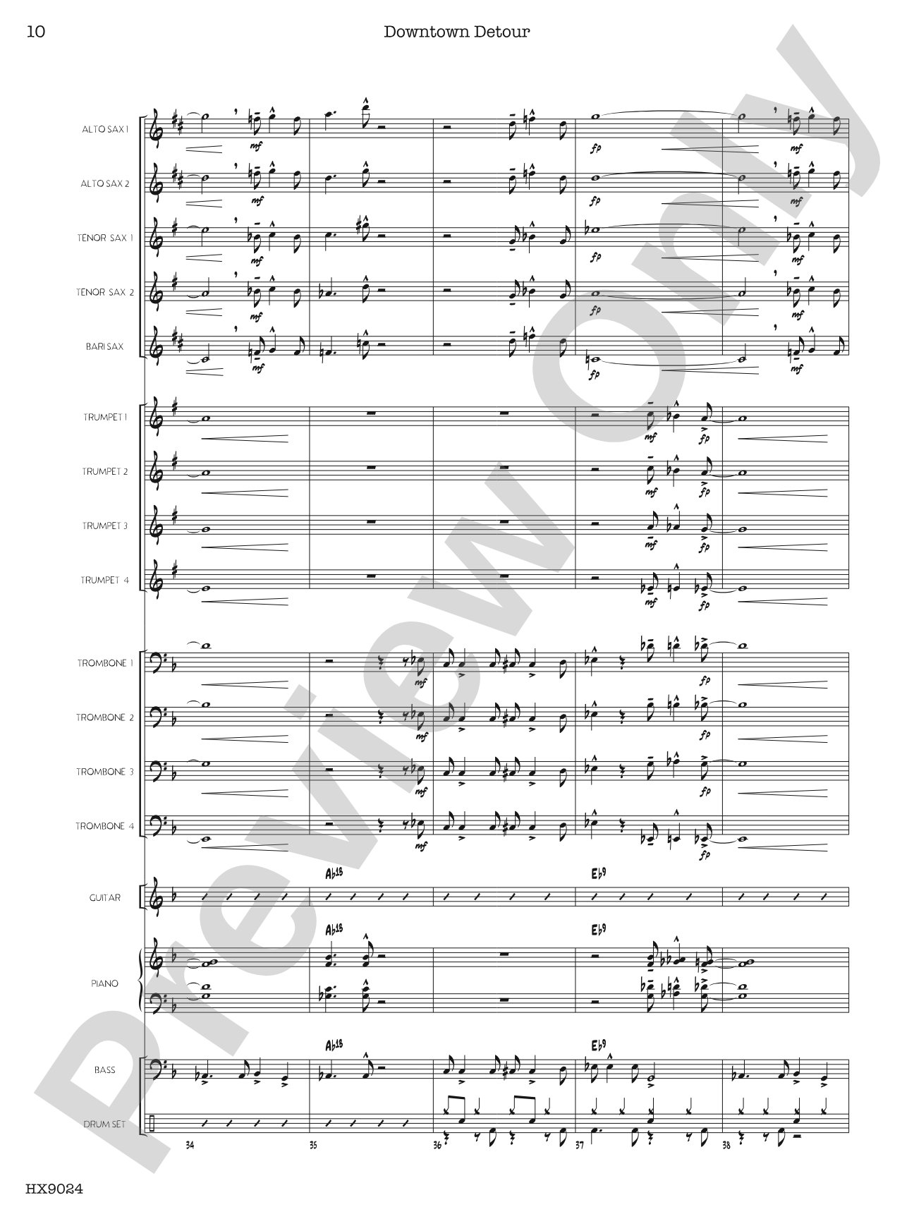 Downtown Detour: Jazz Ensemble Conductor Score & Parts