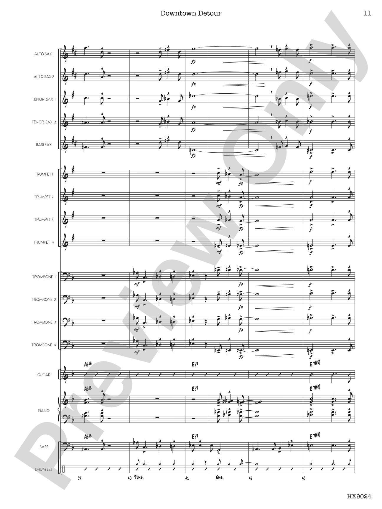 Downtown Detour: Jazz Ensemble Conductor Score & Parts