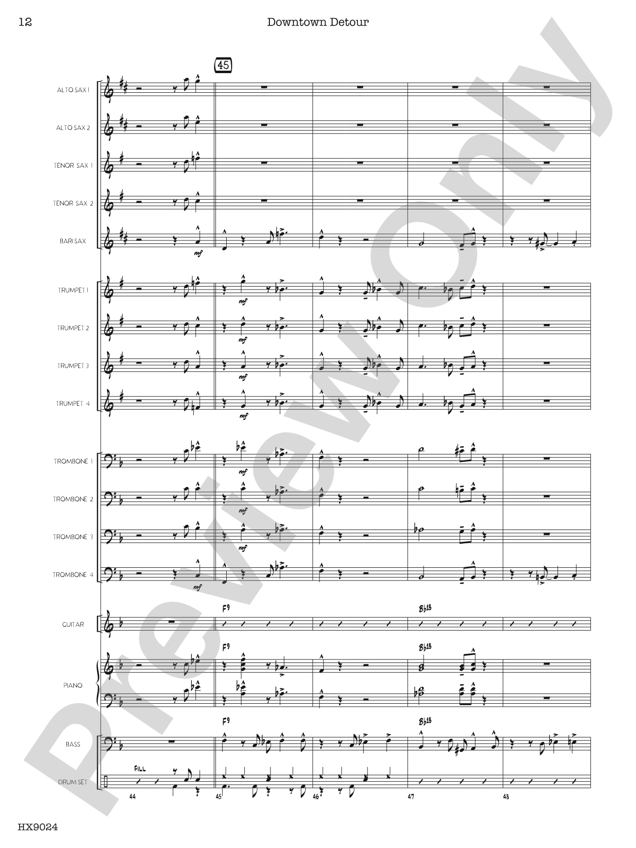 Downtown Detour: Jazz Ensemble Conductor Score & Parts