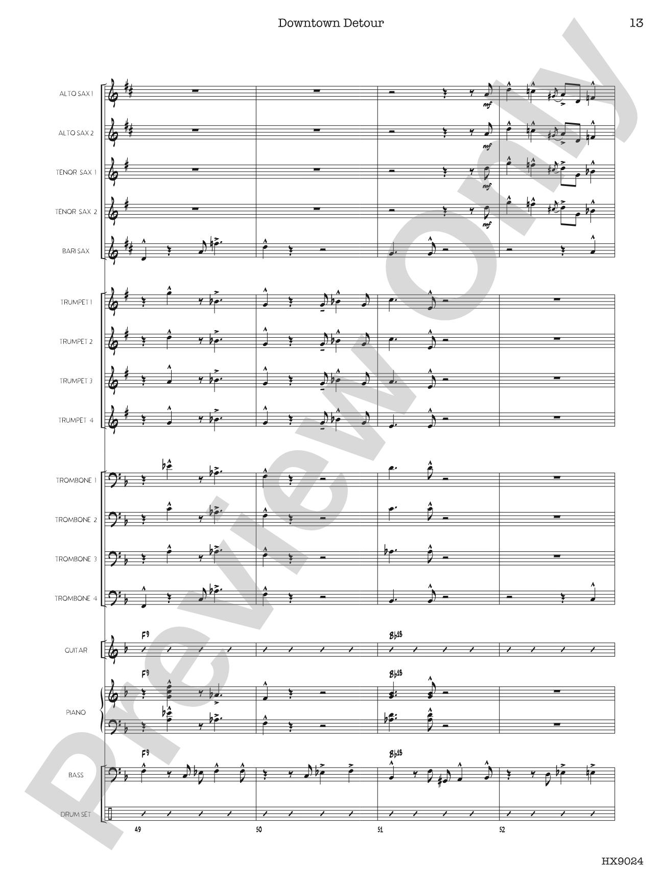 Downtown Detour: Jazz Ensemble Conductor Score & Parts