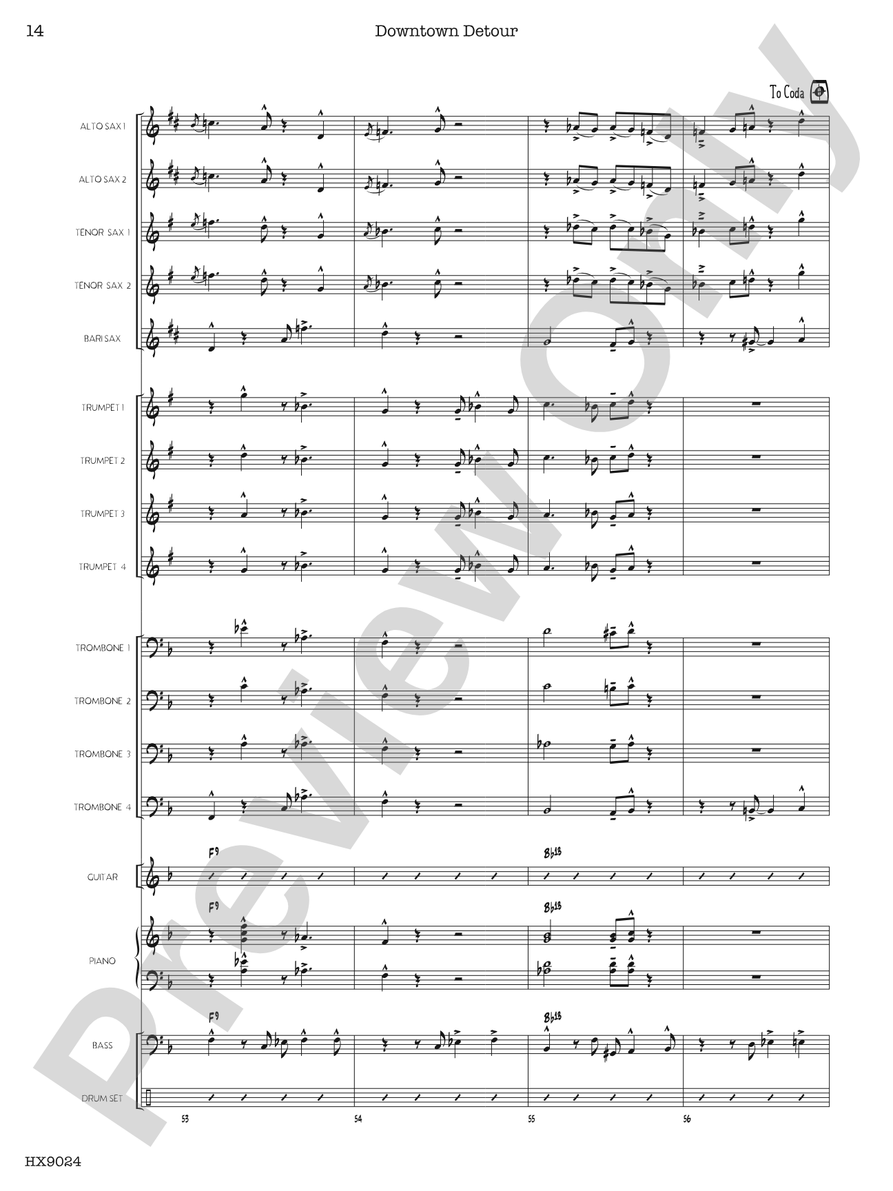 Downtown Detour: Jazz Ensemble Conductor Score & Parts