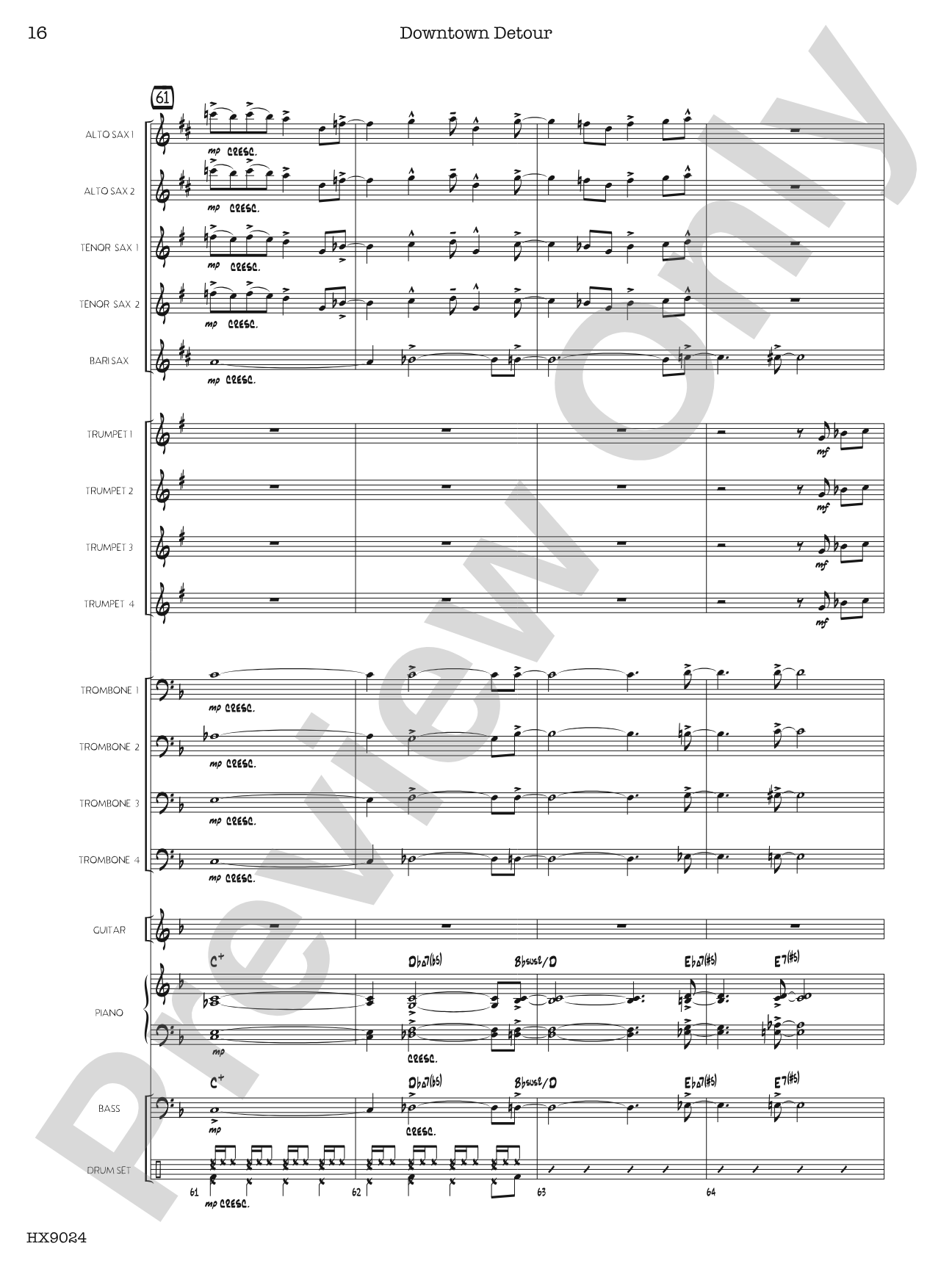 Downtown Detour: Jazz Ensemble Conductor Score & Parts